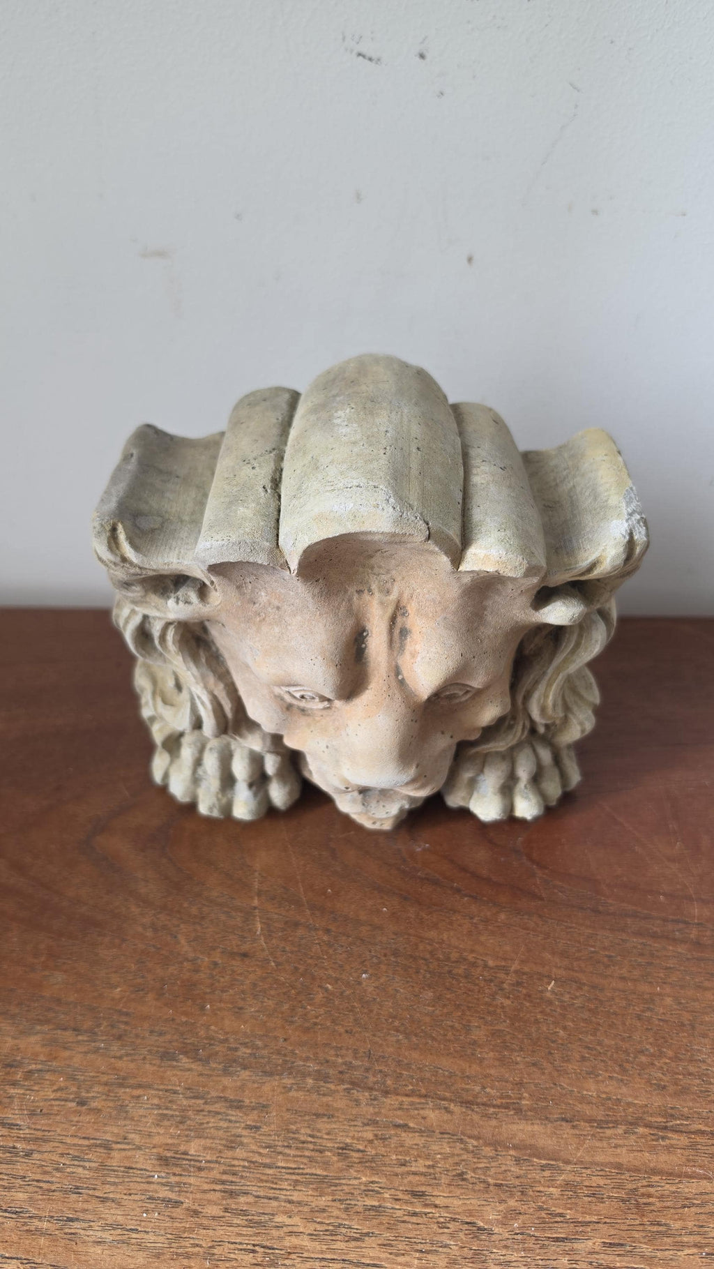 1700s French Gothic Stone Gargoyle Lion Head, Antique Church Architectural Fragment, Medieval Grotesque Sculpture Wall Decor - Image 4
