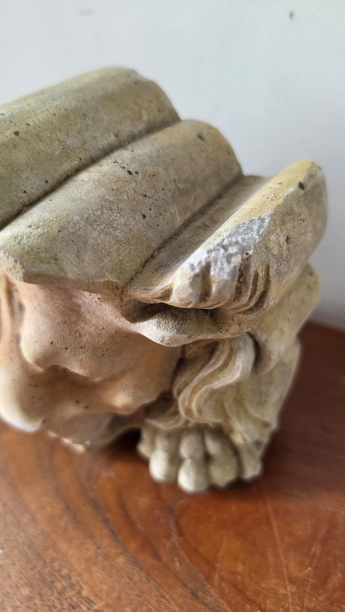 1700s French Gothic Stone Gargoyle Lion Head, Antique Church Architectural Fragment, Medieval Grotesque Sculpture Wall Decor - Image 9
