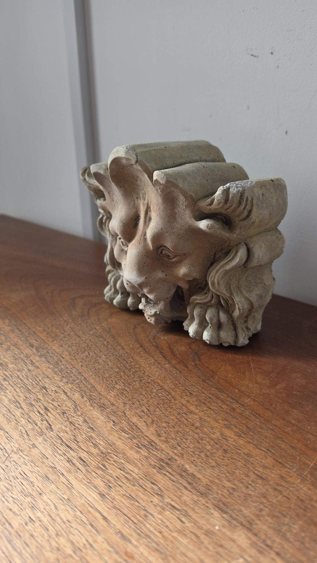 1700s French Gothic Stone Gargoyle Lion Head, Antique Church Architectural Fragment, Medieval Grotesque Sculpture Wall Decor - Image 5