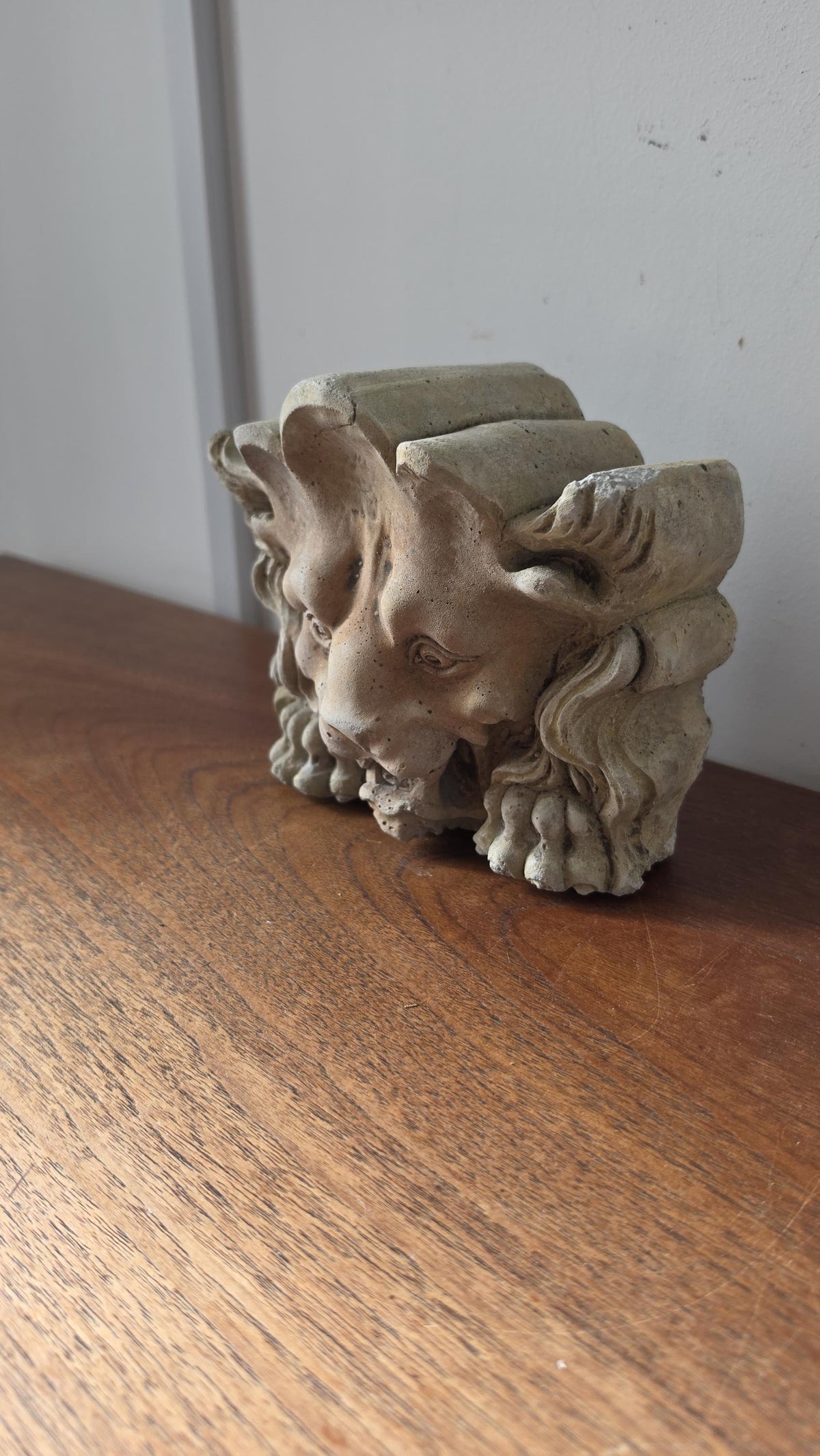 1700s French Gothic Stone Gargoyle Lion Head, Antique Church Architectural Fragment, Medieval Grotesque Sculpture Wall Decor - Image 5