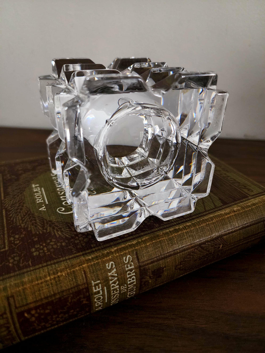 Vintage Tipperary Crystal Candle Holder Cut Glass Square Star Design Heavy Irish Crystal Tealight Votive Holder Collectible Gift