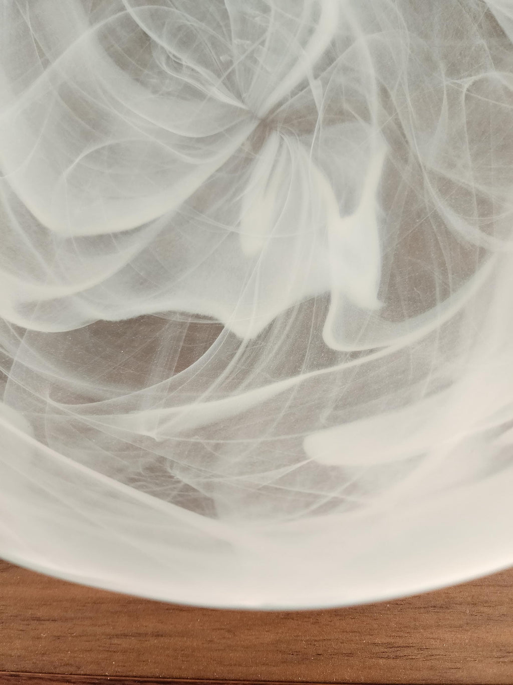Vintage Swirled Glass Bowl White Smoke Pattern Centerpiece 11" (28cm) Decorative Heavy Art Glass Bowl Modern Minimalist Home Decor