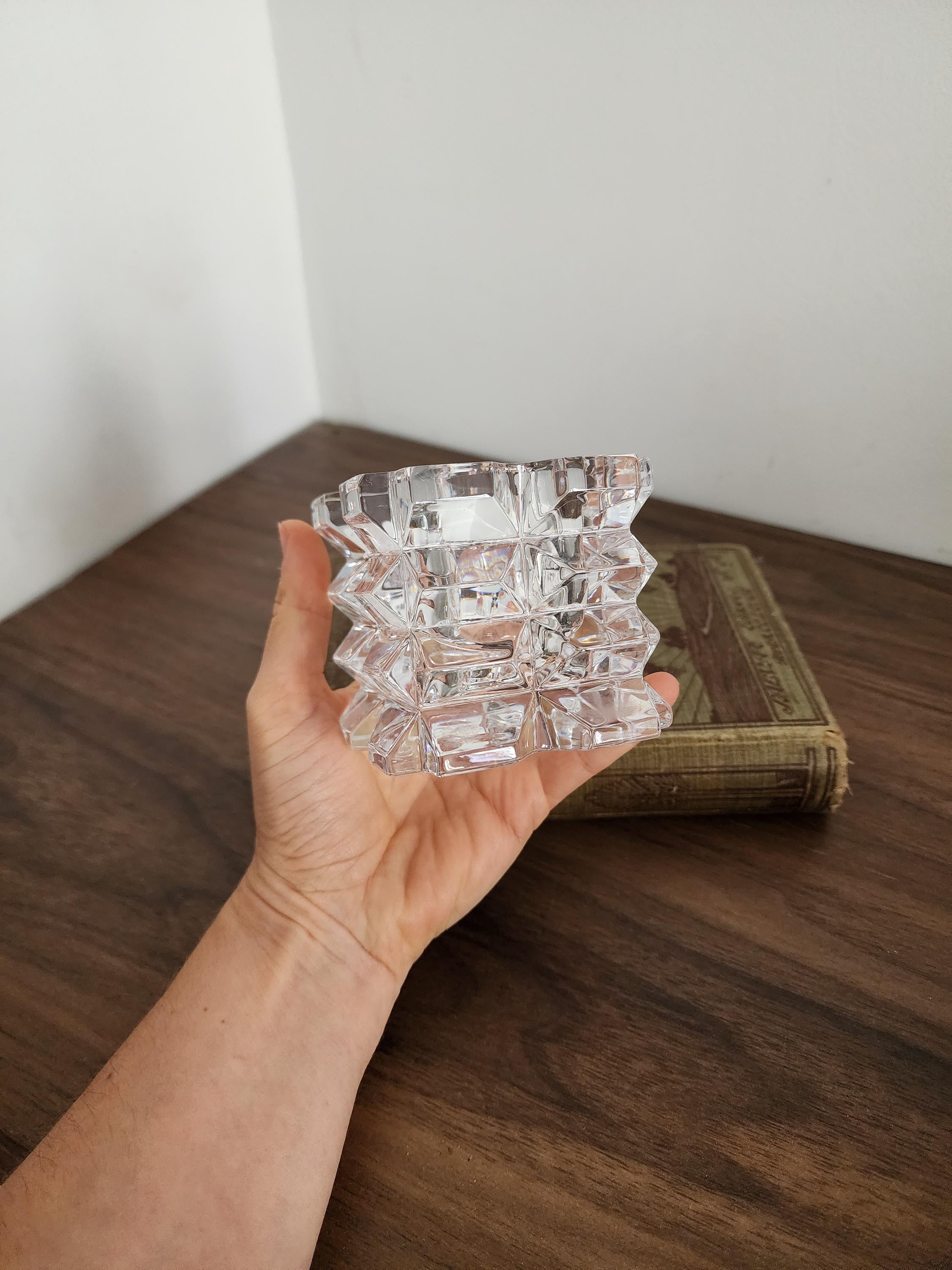 Vintage Tipperary Crystal Candle Holder Cut Glass Square Star Design Heavy Irish Crystal Tealight Votive Holder Collectible Gift