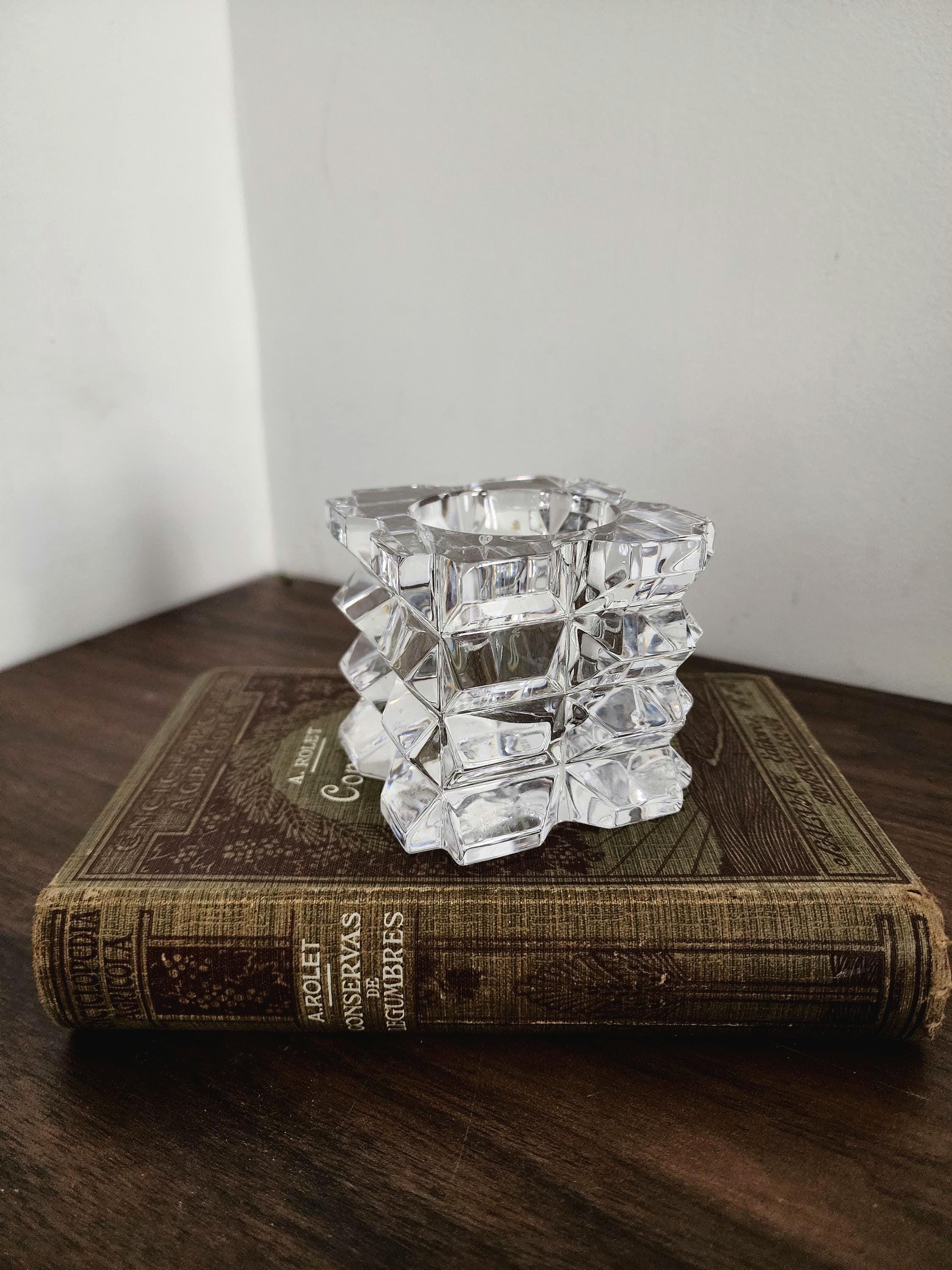 Vintage Tipperary Crystal Candle Holder Cut Glass Square Star Design Heavy Irish Crystal Tealight Votive Holder Collectible Gift