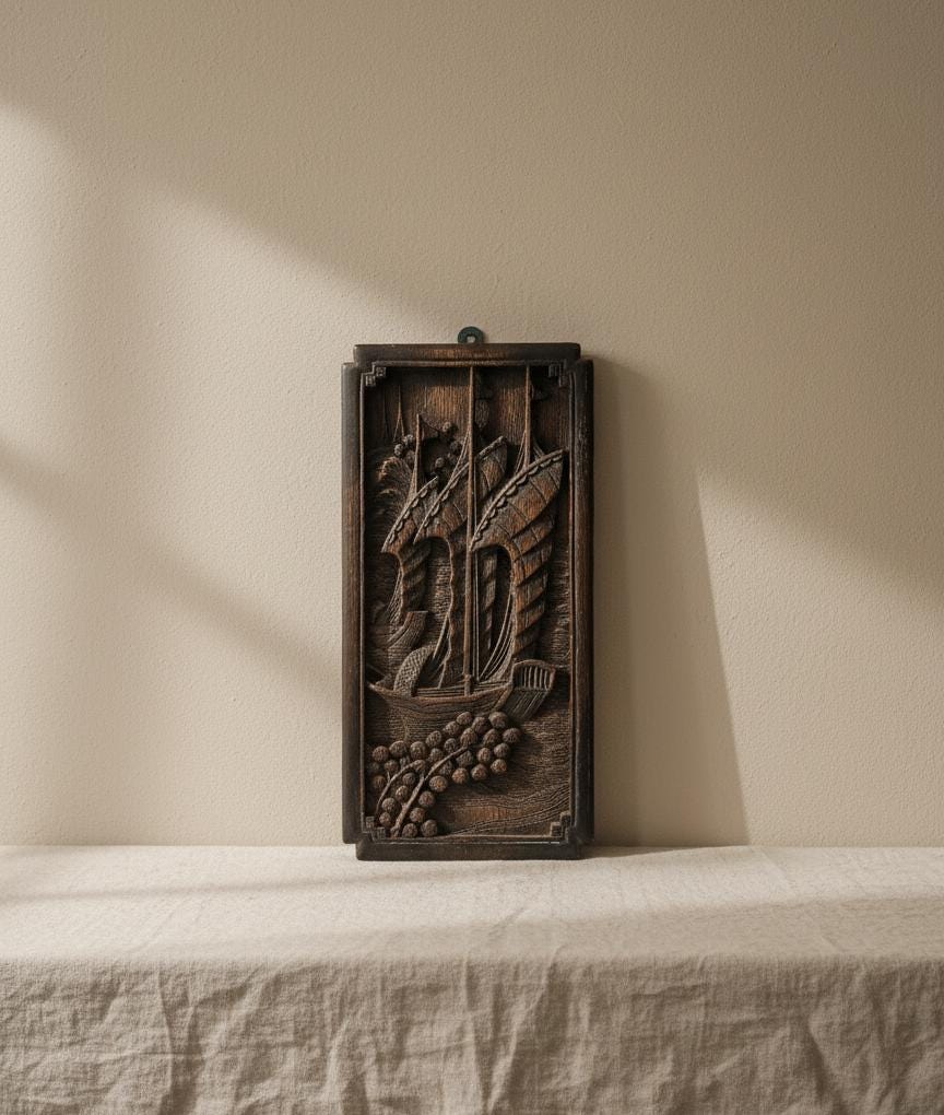 Vintage Hand-Carved Wooden Wall Art