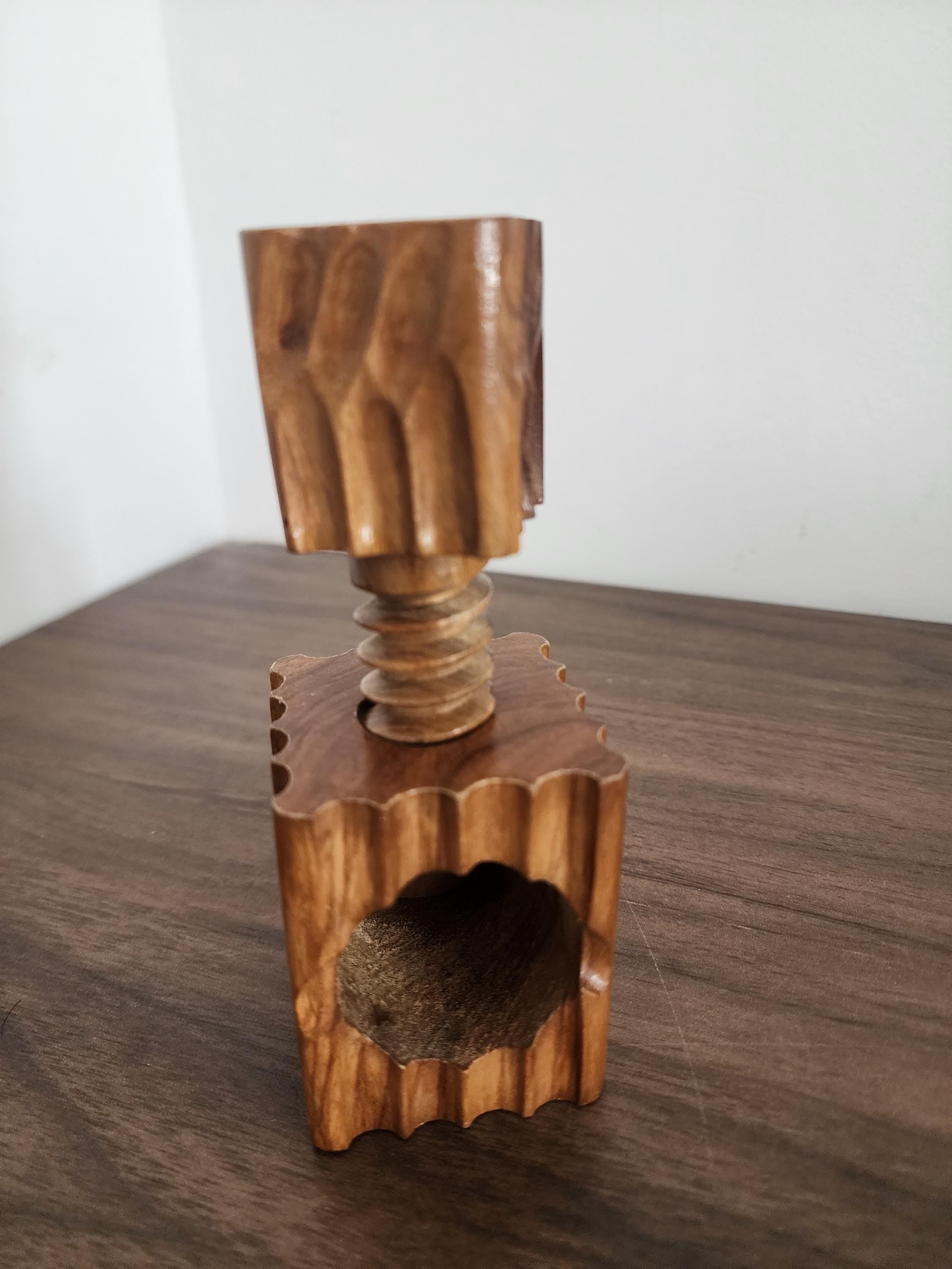 Vintage Wooden Nutcracker | Rustic Hand-Carved Screw Nut Cracker | Mid-Century Kitchen Tool | Folk Art Kitchen Decor