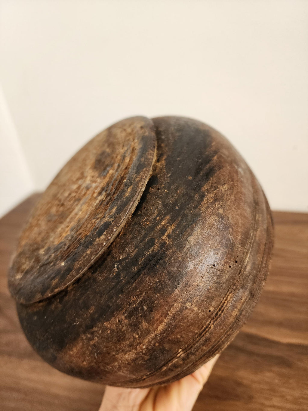 Vintage Turned Wood Bowl from Kongo | African Handcrafted Vessel