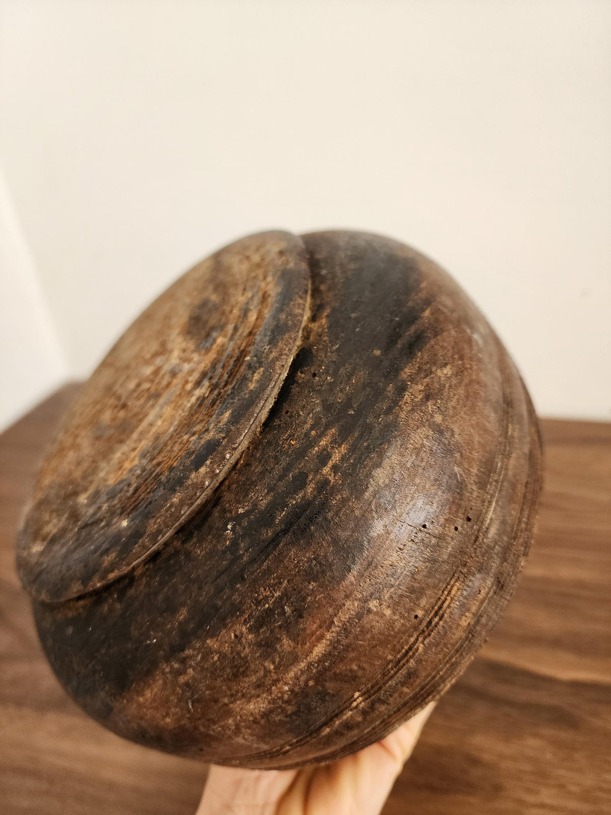 Vintage Turned Wood Bowl from Kongo | African Handcrafted Vessel