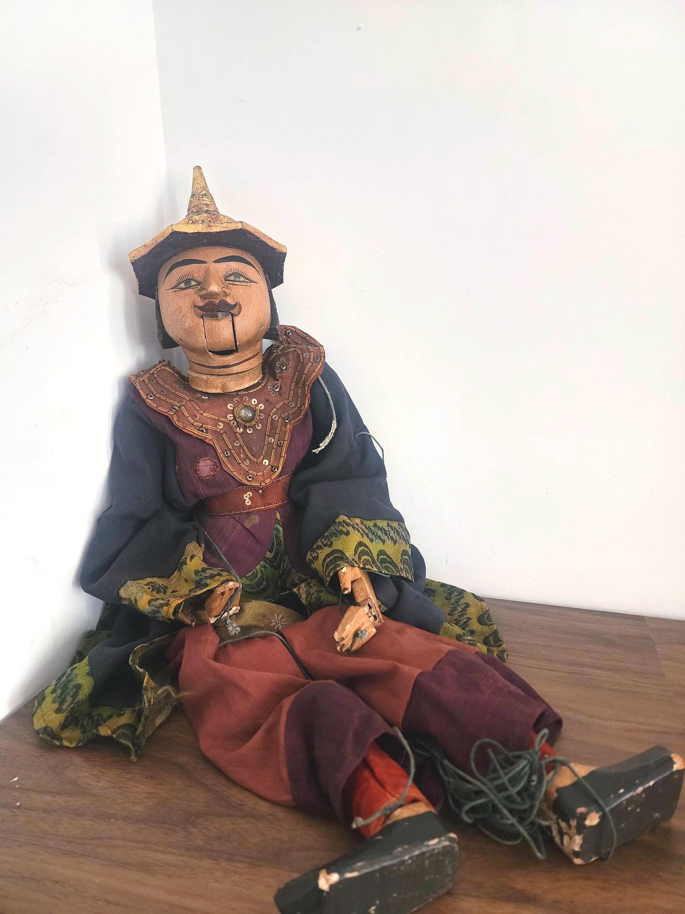 Vintage Indonesian Wayang Golek Puppet | Hand-Carved Wooden Marionette Figure