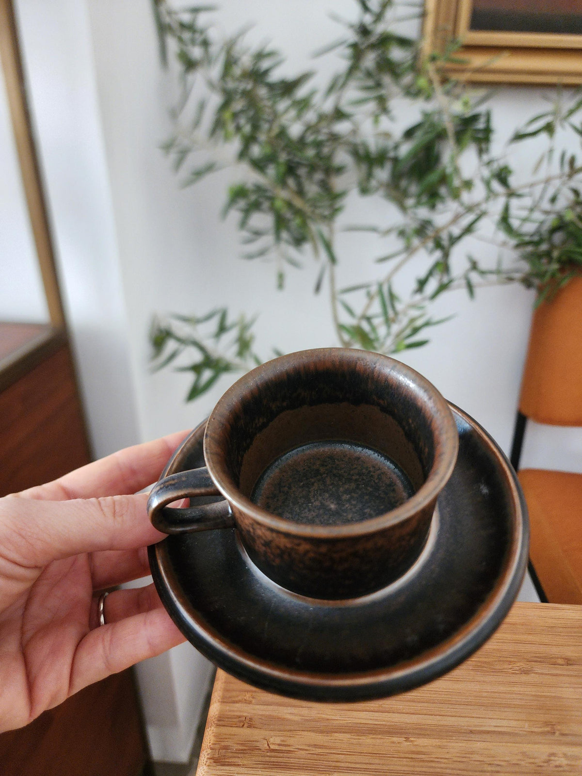 Arabia Ruska Espresso Set 12 Cups Saucers Coffee Pot Sugar Bowl Creamer Finland Ulla Procope Vintage Nordic Stoneware Midcentury