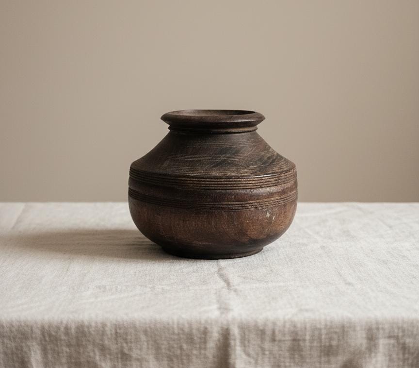Vintage Turned Wood Bowl from Kongo