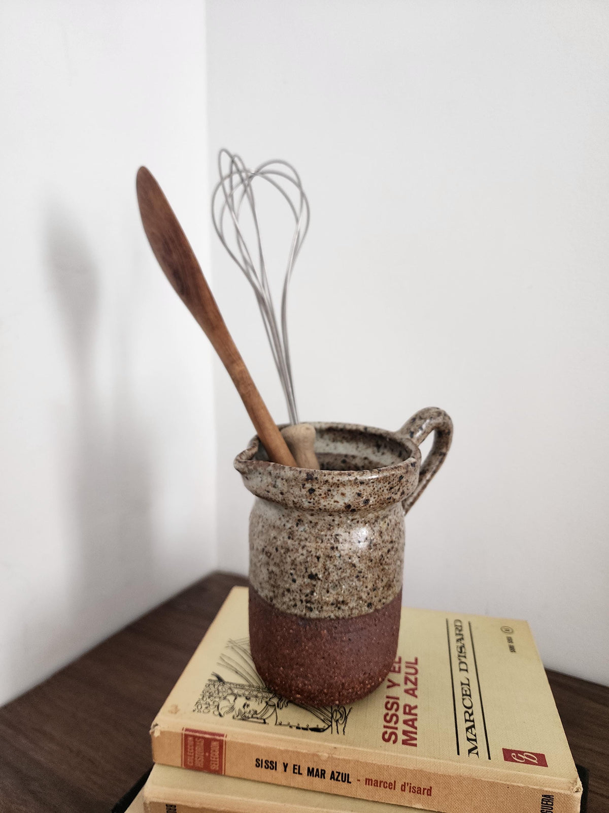 Rustic Studio Pottery Pitcher, Handcrafted Ceramic Jug, Wabi Sabi Speckled Stoneware Vase, Scandinavian Modern Earthy Decor