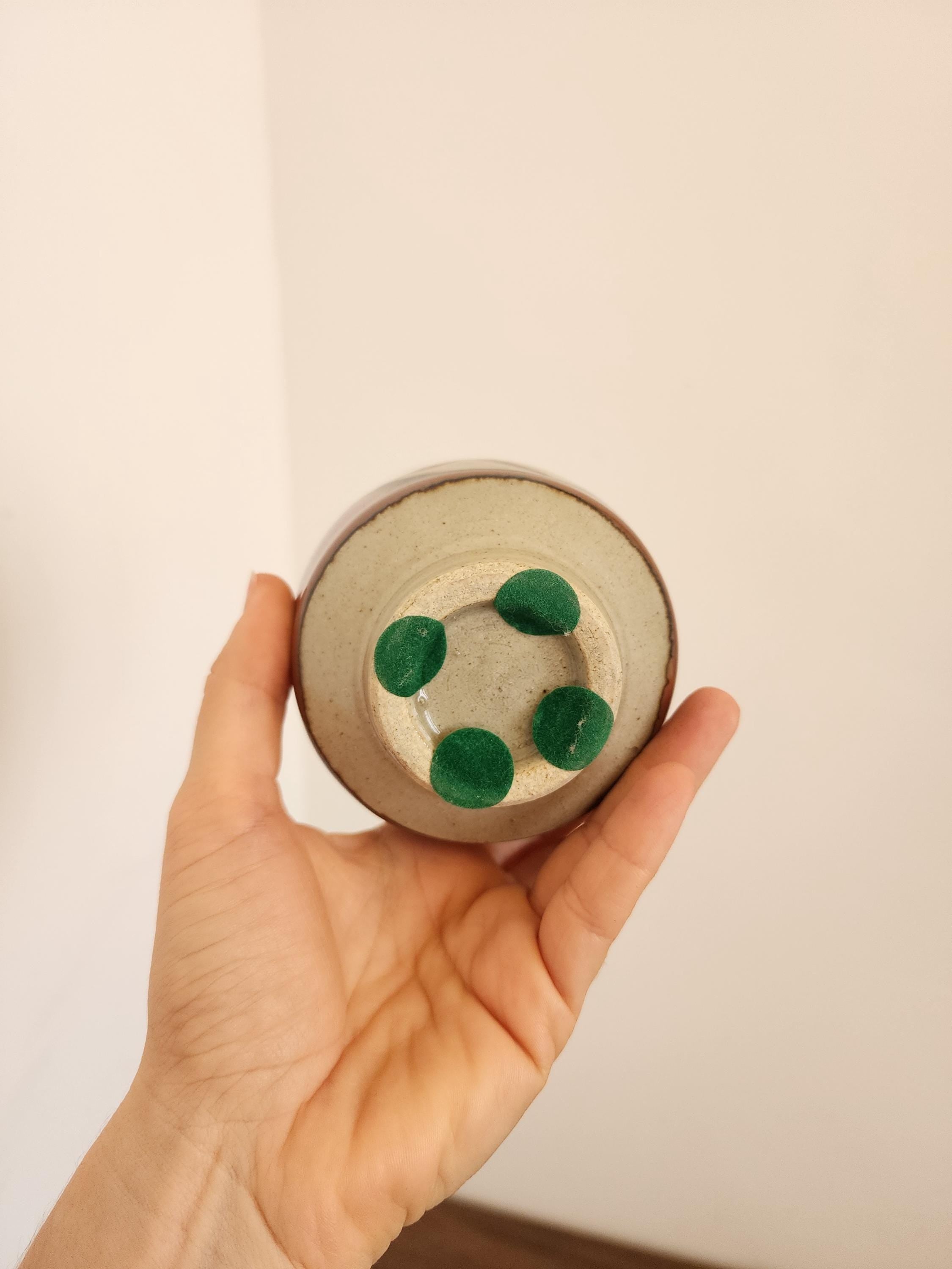 Japanese Studio Pottery Yunomi | Hand-Thrown Tea Cup with Brushwork Motif
