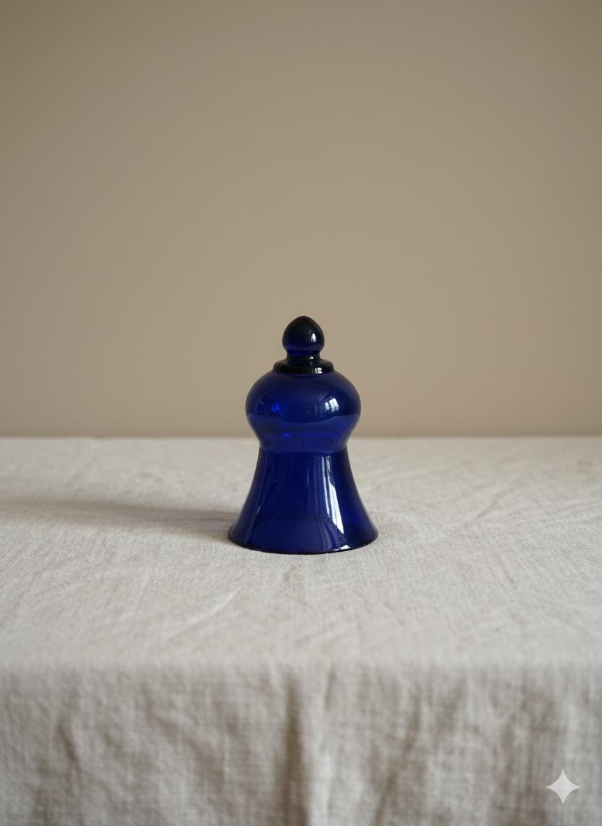 Vintage Hand Blown Glass Candle Snuffer, Mid Century Color Art Glass, vintage ornaments, Sculptural Modern Candle Accessory