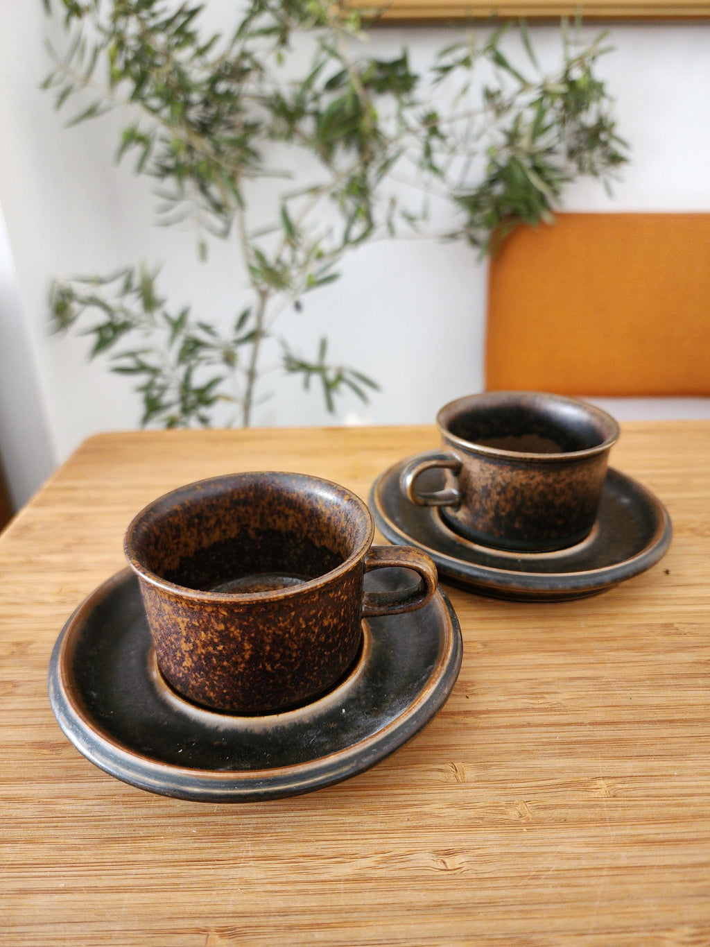 Arabia Ruska Espresso Set 12 Cups Saucers Coffee Pot Sugar Bowl Creamer Finland Ulla Procope Vintage Nordic Stoneware Midcentury