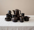 Arabia Ruska Espresso Set 12 Cups Saucers Coffee Pot Sugar Bowl Creamer Finland Ulla Procope Vintage Nordic Stoneware Midcent