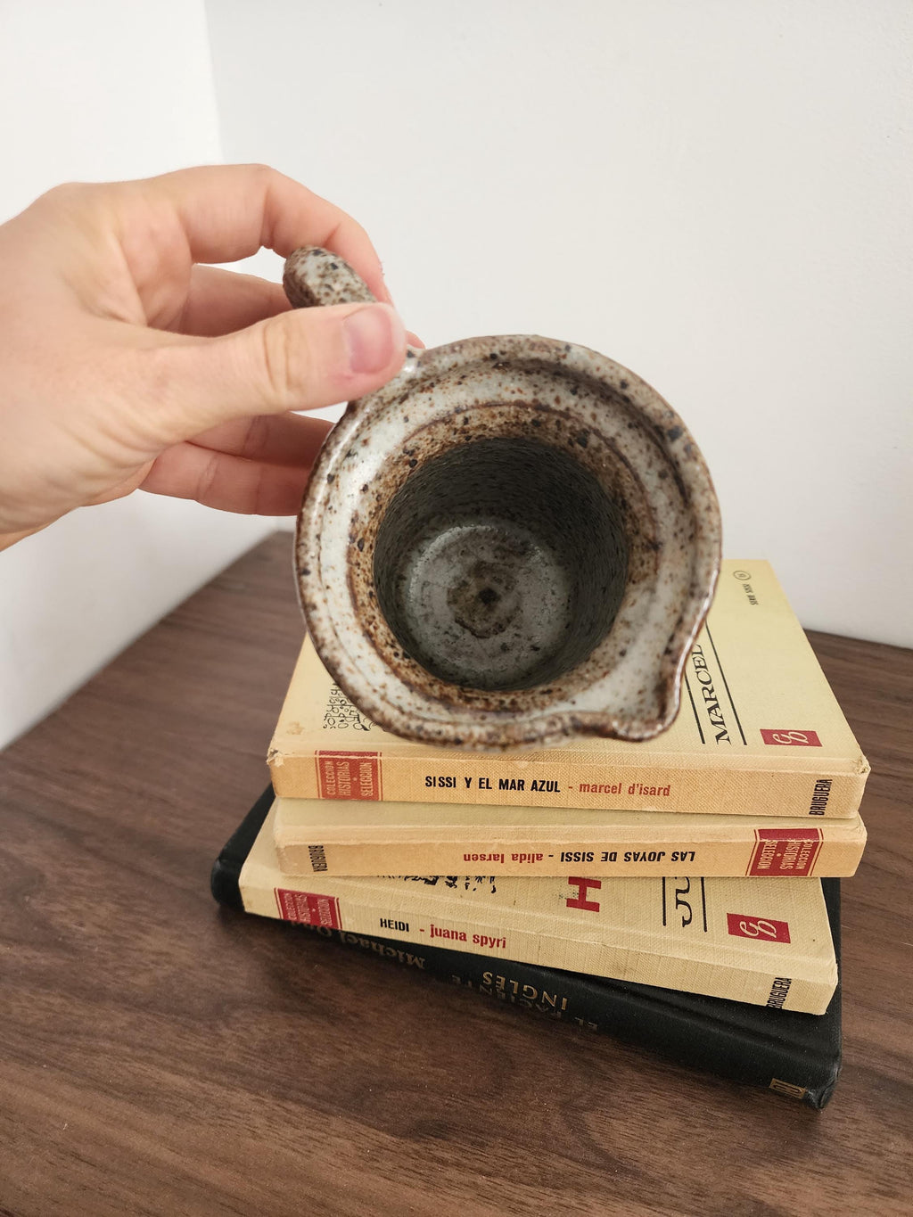 Rustic Studio Pottery Pitcher, Handcrafted Ceramic Jug, Wabi Sabi Speckled Stoneware Vase, Scandinavian Modern Earthy Decor