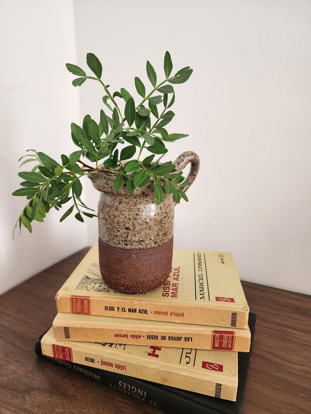 Rustic Studio Pottery Pitcher, Handcrafted Ceramic Jug, Wabi Sabi Speckled Stoneware Vase, Scandinavian Modern Earthy Decor