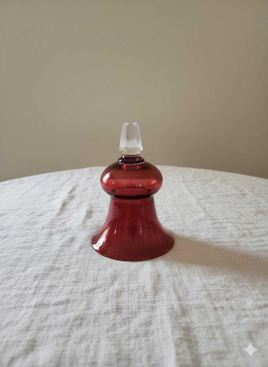 Vintage Hand Blown Glass Candle Snuffer, Mid Century Color Art Glass, vintage ornaments, Sculptural Modern Candle Accessory