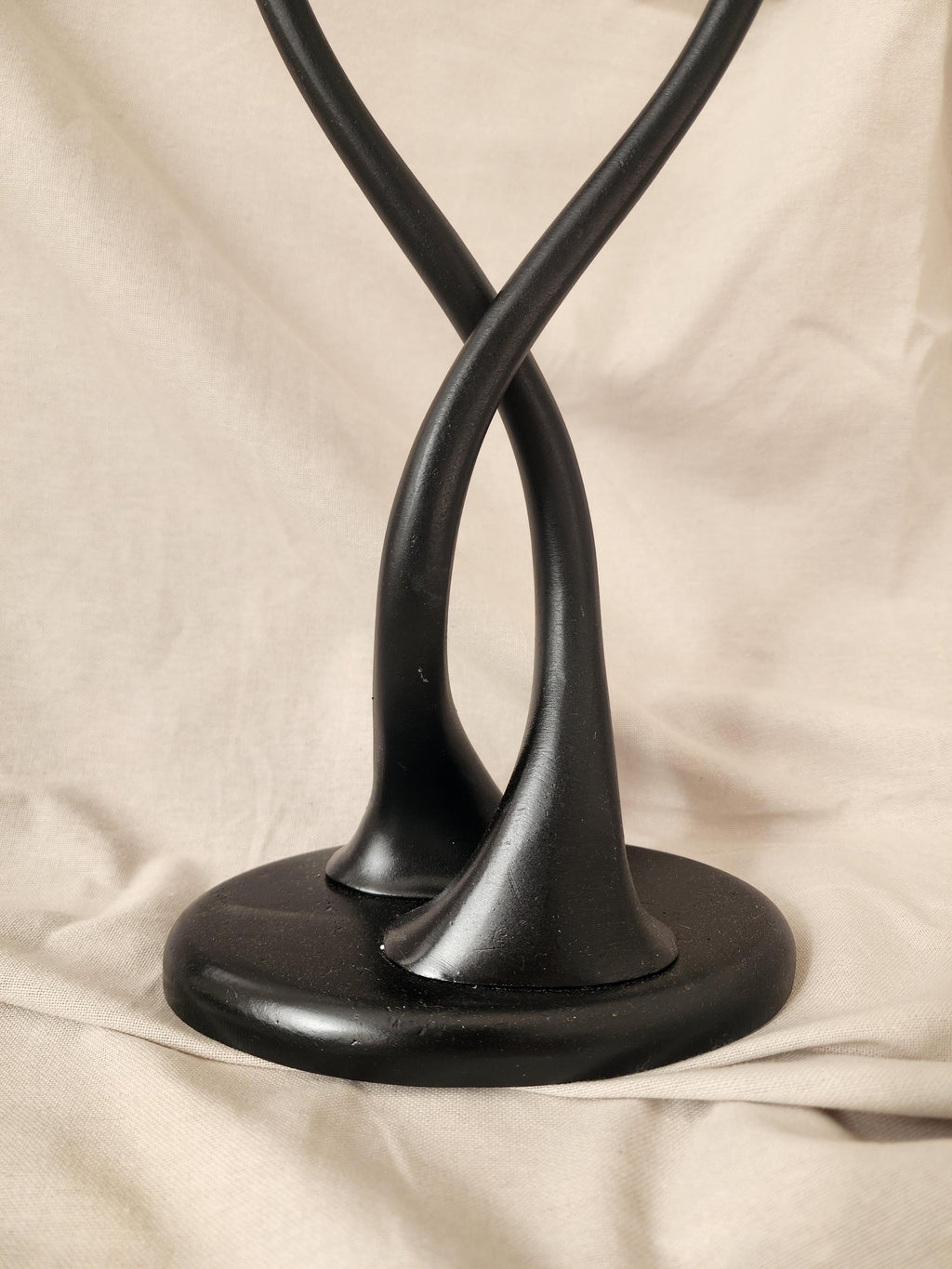 Black Metal Sculptural Candle Holder, Welch Stamped Double Arm Candlestick, Heavy Modernist Centerpiece, MCM Black Decor