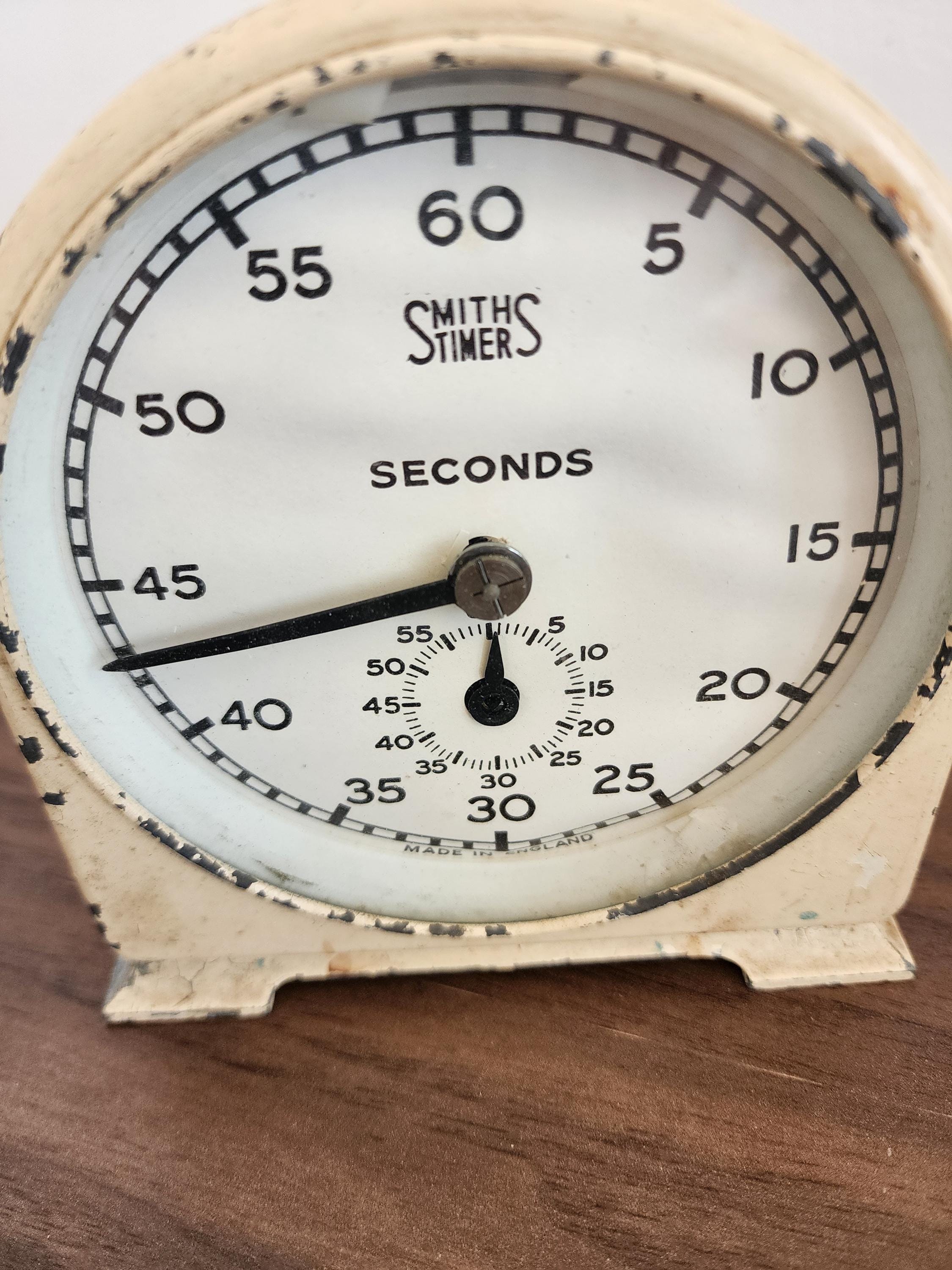 Vintage Smiths Industrial Timer, Non Working Mid Century English Stopwatch, Cream Metal Desk Clock, Retro Kitchen Decor, Made in England