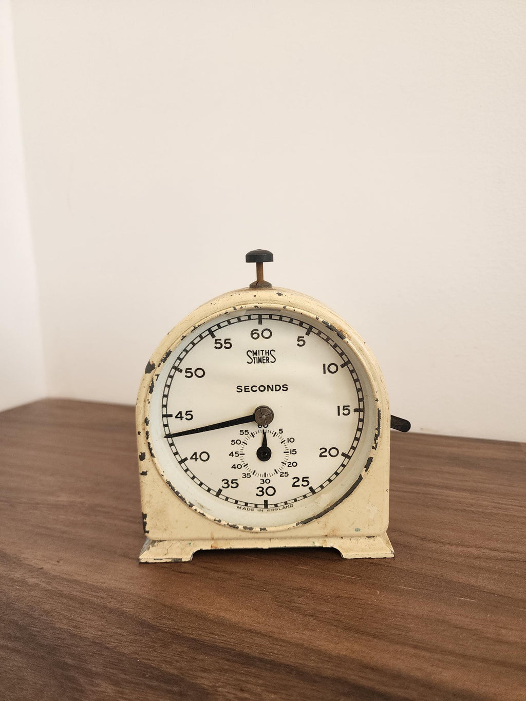 Vintage Smiths Industrial Timer, Non Working Mid Century English Stopwatch, Cream Metal Desk Clock, Retro Kitchen Decor, Made in England