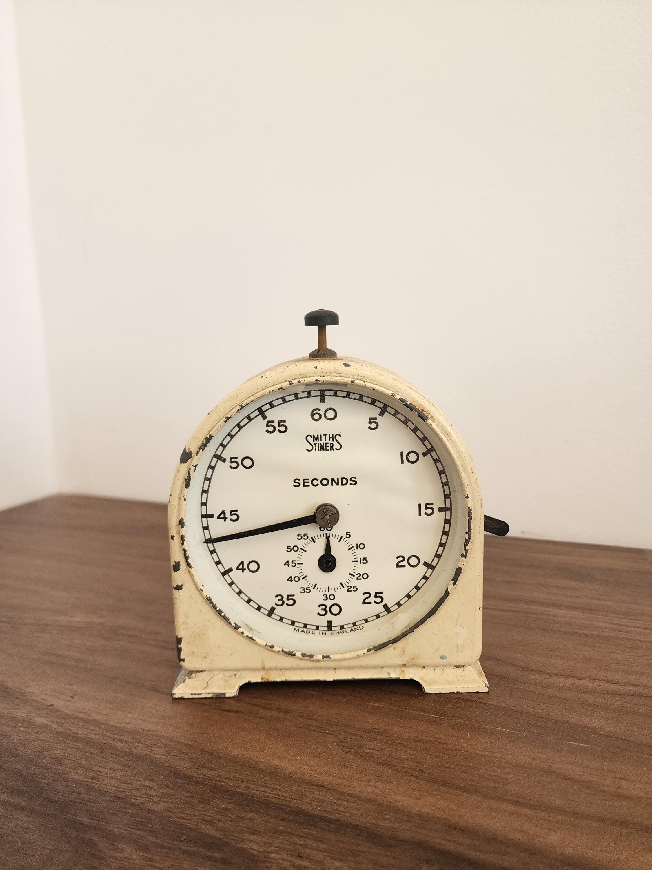 Vintage Smiths Industrial Timer, Non Working Mid Century English Stopwatch, Cream Metal Desk Clock, Retro Kitchen Decor, Made in England