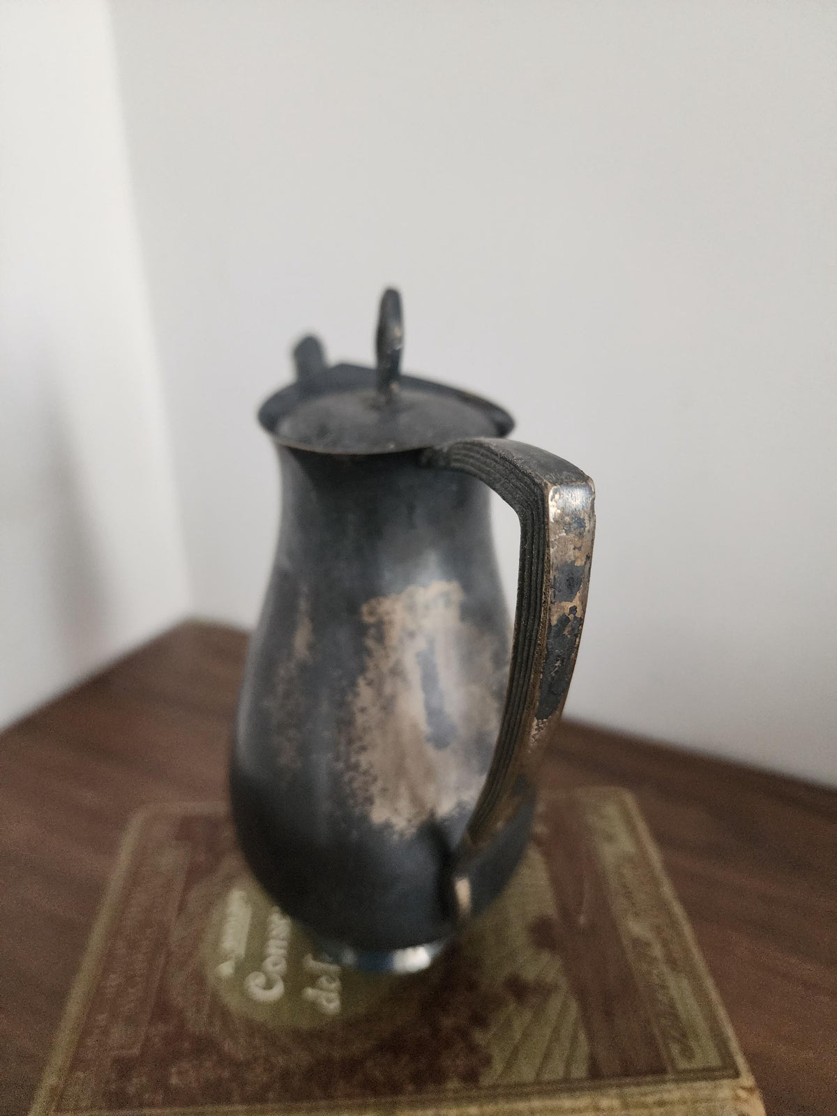 Art Nouveau Silver Plated Teapot, Vintage Patina Coffee Pot, Tarnished Metal Serving Pot, Antique Style Kitchen Decor