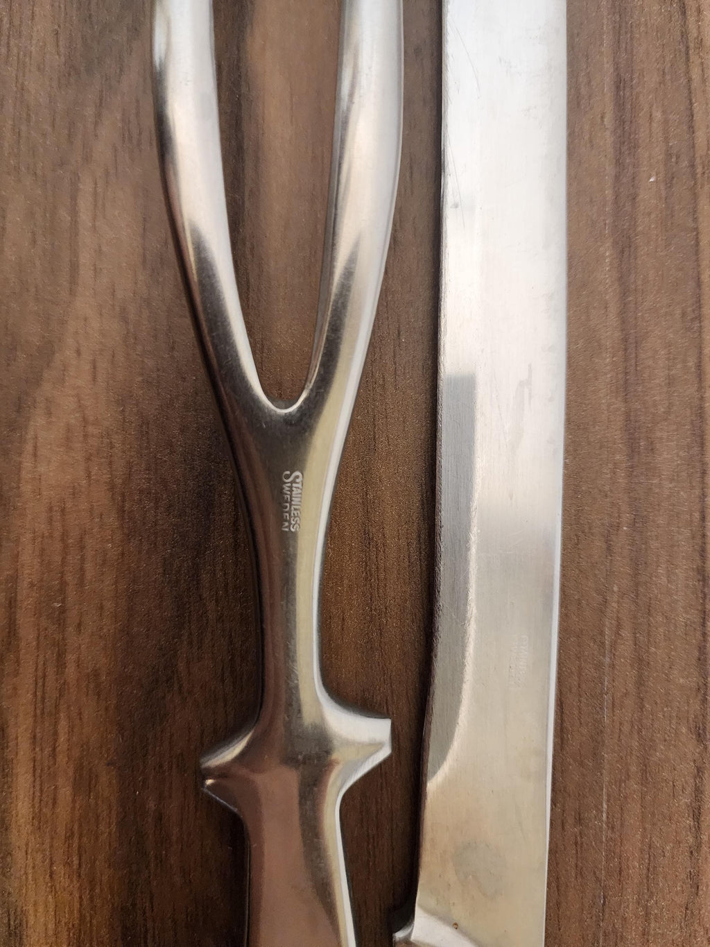 Sweden Stainless Carving Set, Mid Century Knife & Fork, Scandinavian Serving Set, Vintage Kitchen Tools, Minimalist Decor