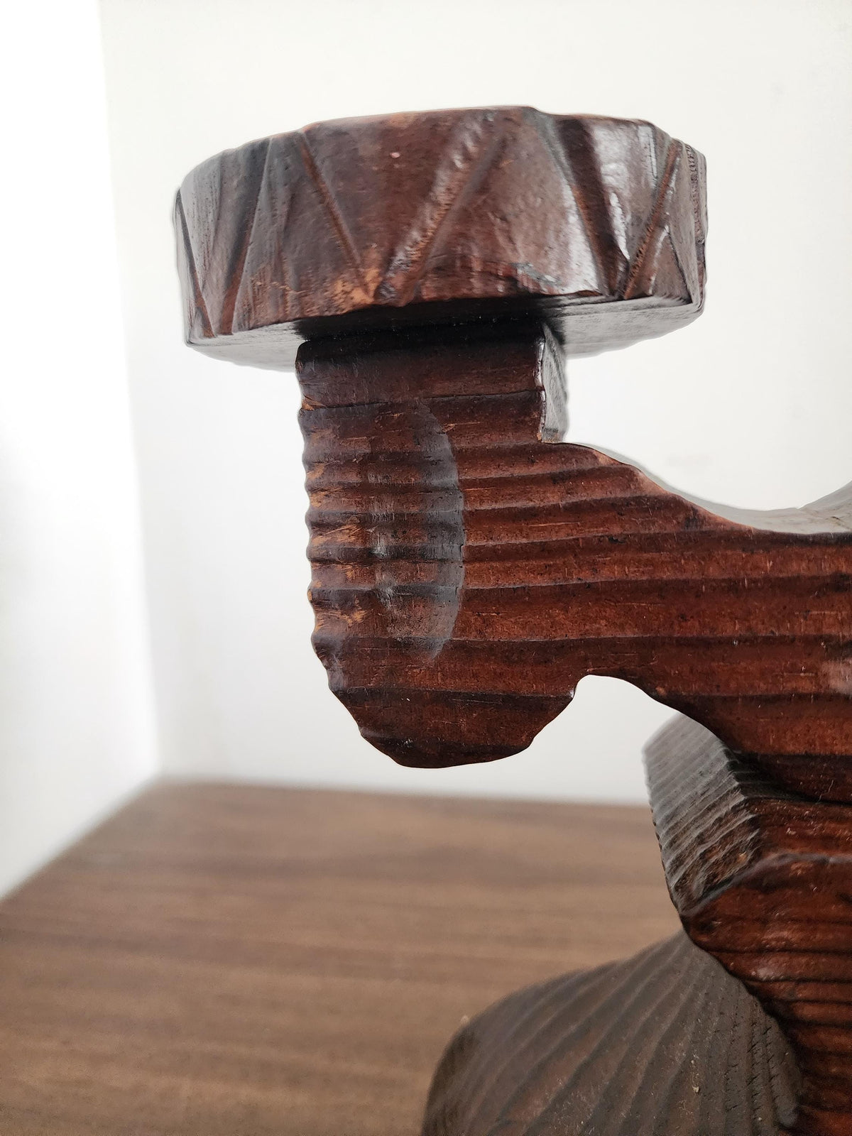 Spanish Wooden Candelabra, Hand Carved Double Candle Holder, Rustic Folk Art Decor, Vintage Wood Candle Stand