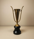 Vintage Brass Trophy with Black Turned Wood Base, Mid Century Decorative Award Sculpture