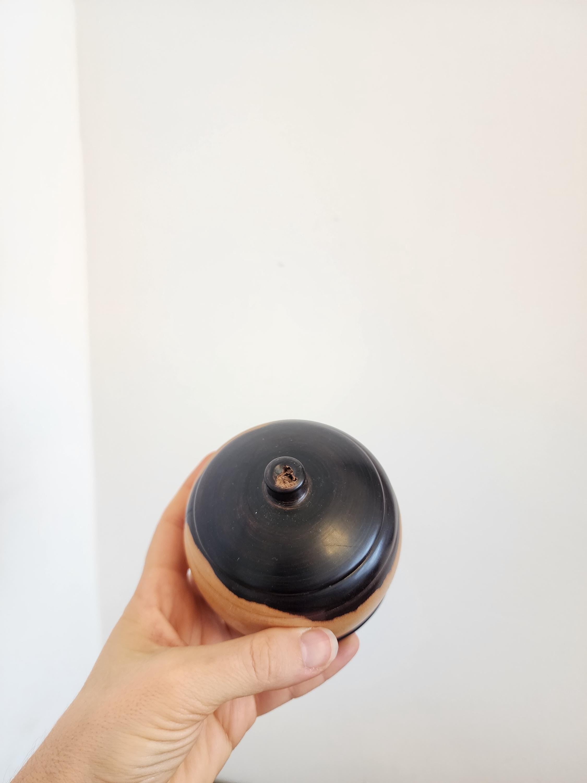 Turned Wood Lidded Pot, Vintage Wooden Trinket Box, Wabi Sabi Rustic Storage Jar, Handcrafted Wood Container, Small Boho Decor