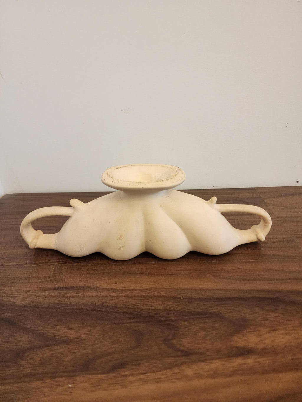 Rare Fulham Pottery Sculptural Bowl, Hand-Signed Adler Ware, Spry-Era English Art Pottery Centrepiece, Unglazed Cream Vessel