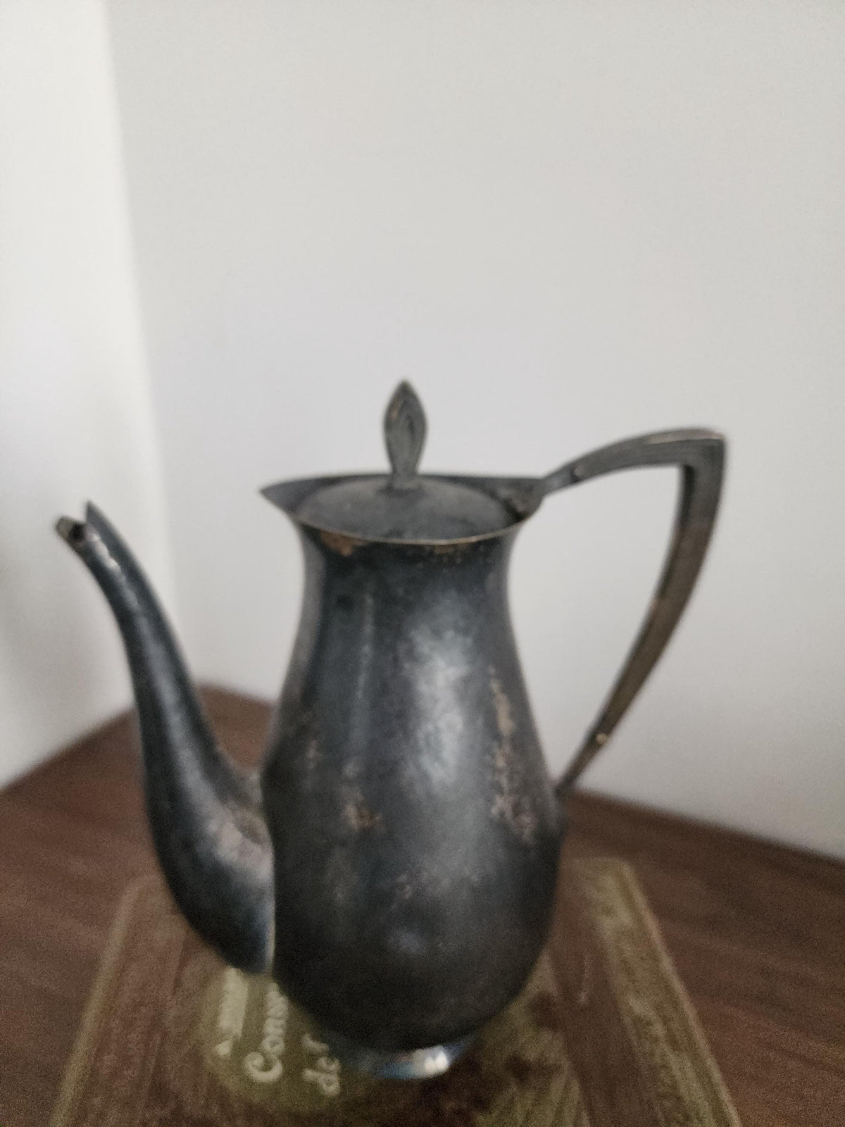 Art Nouveau Silver Plated Teapot, Vintage Patina Coffee Pot, Tarnished Metal Serving Pot, Antique Style Kitchen Decor