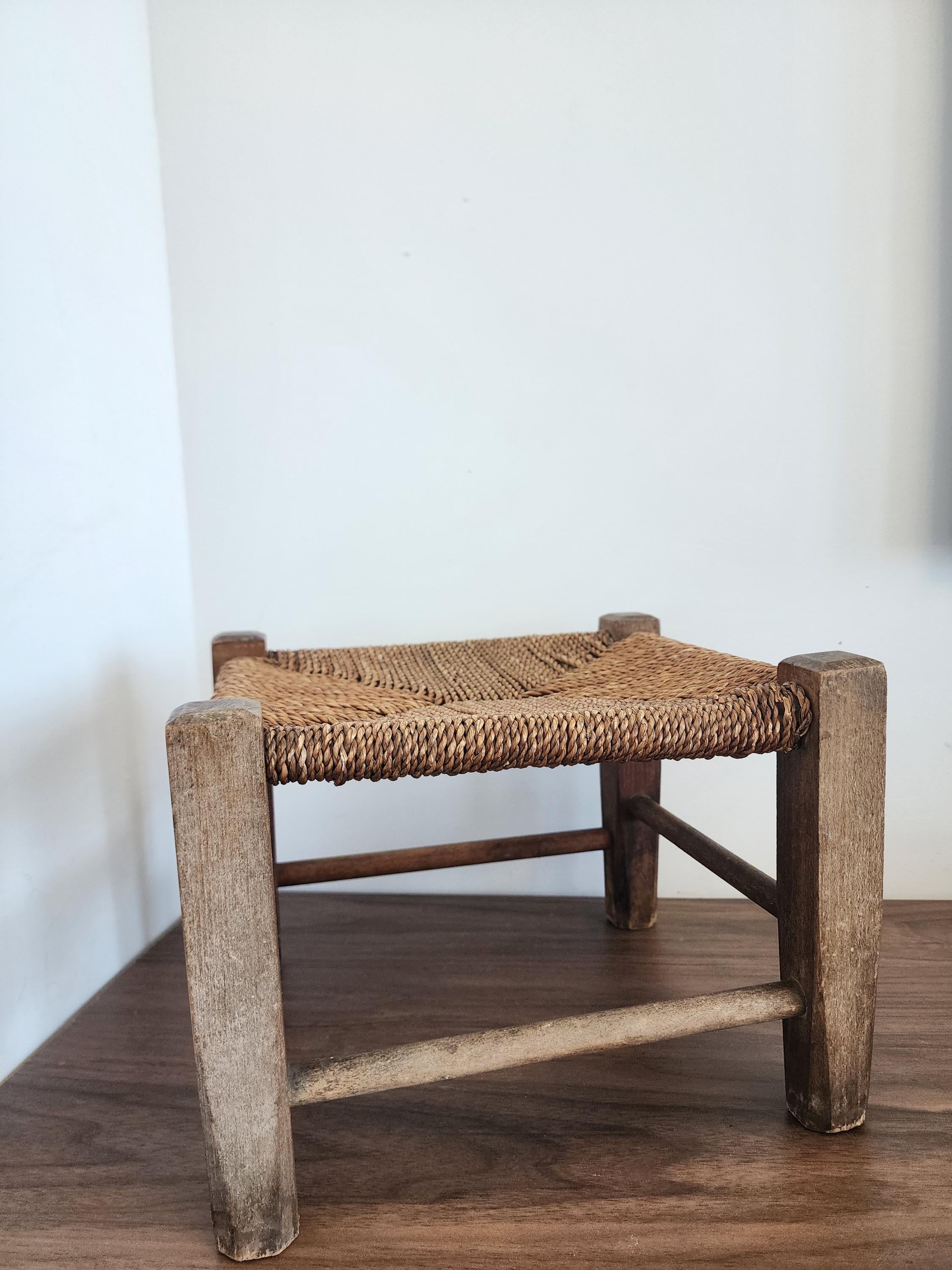 Vintage Rustic Woven Stool
