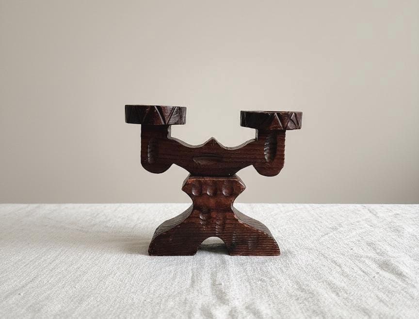 Vintage Spanish Wooden Candelabra