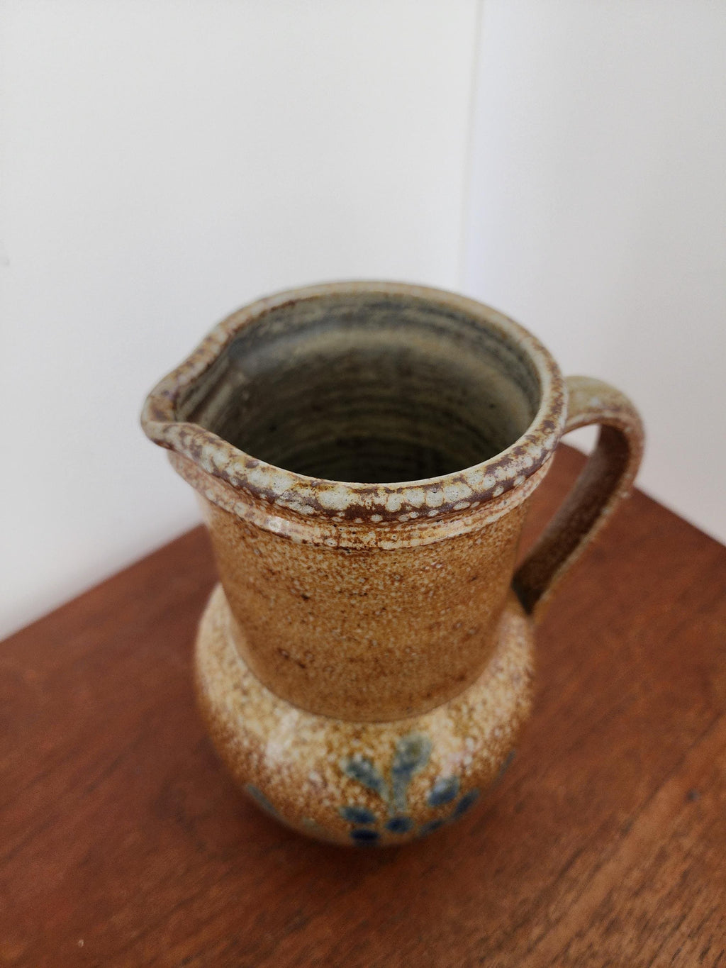 Rustic Brown Pottery Jug, Vintage Glazed Pitcher, Handmade Ceramic Vase, Folk Art Stoneware, Country Cottage Decor