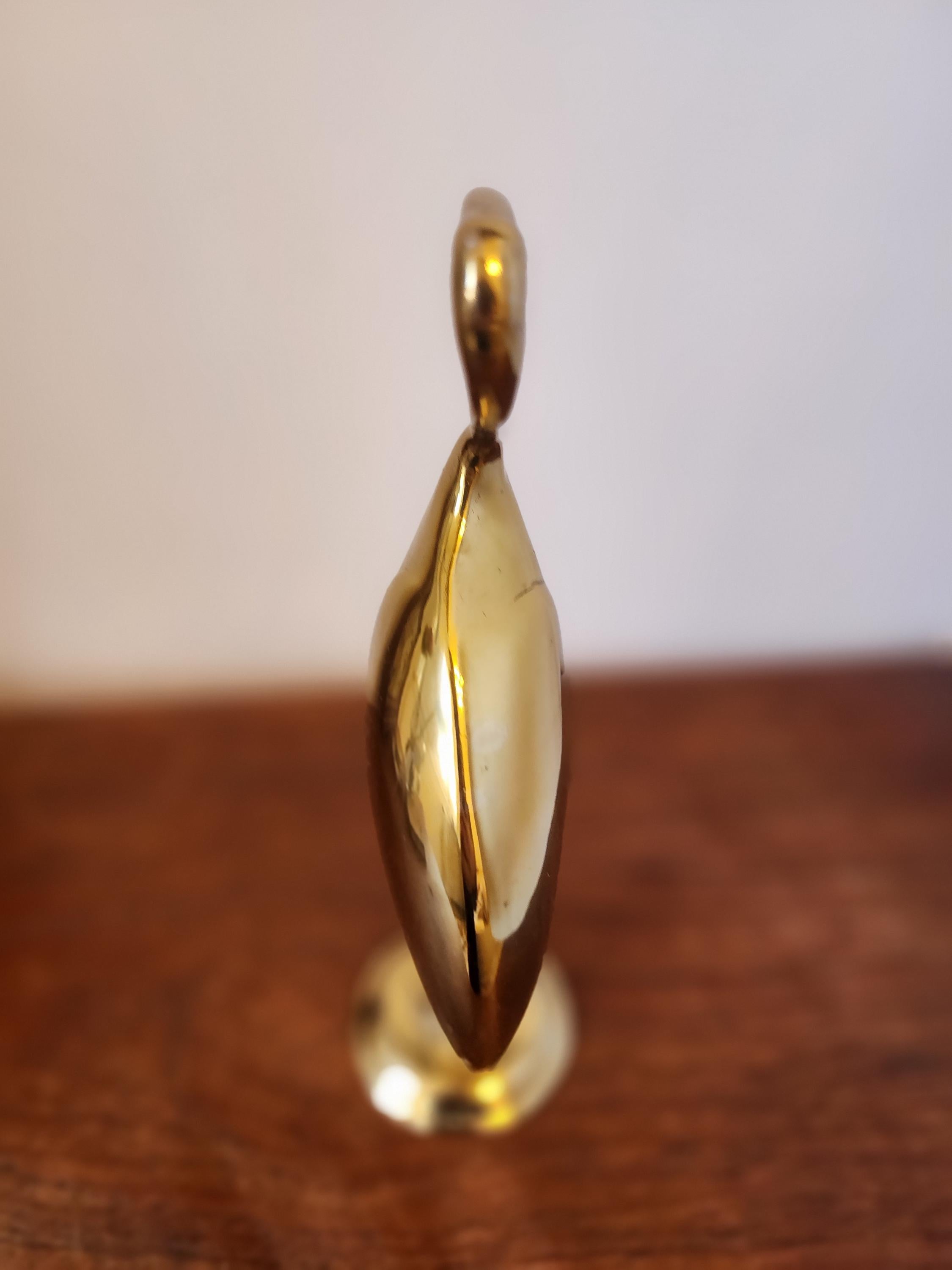 Vintage Brass Crane Sculpture – Mid Century Modern Heron Figurine – Minimalist Brass Bird Decor – Art Deco Style Ornament