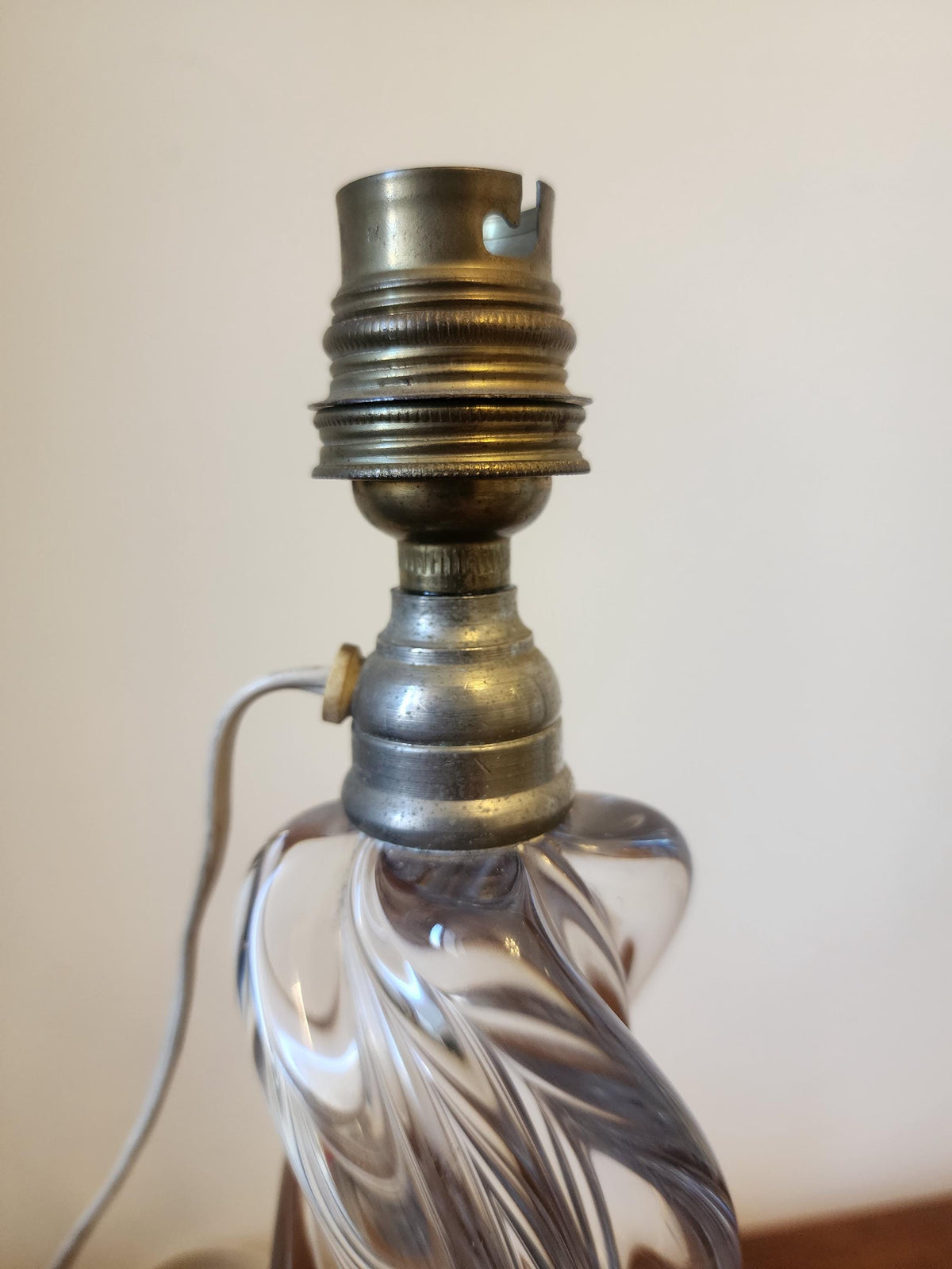 Vintage Baccarat Crystal Table Lamp, Heavy Cut Crystal Lamp Base, French Luxury Lighting, Mid Century Elegant Decor