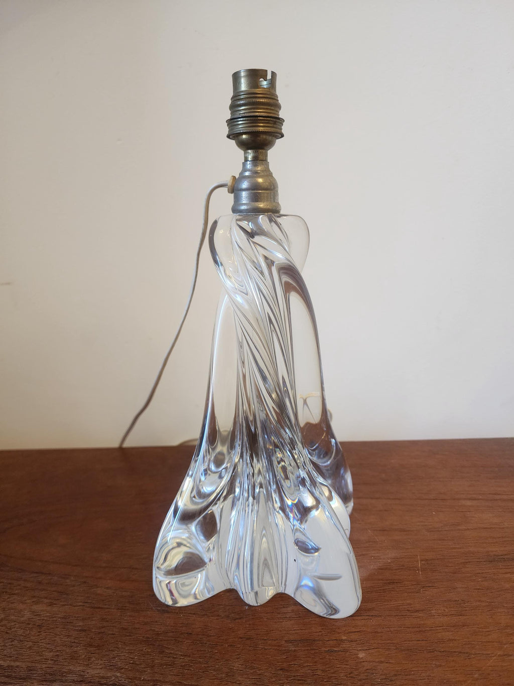Vintage Baccarat Crystal Table Lamp, Heavy Cut Crystal Lamp Base, French Luxury Lighting, Mid Century Elegant Decor