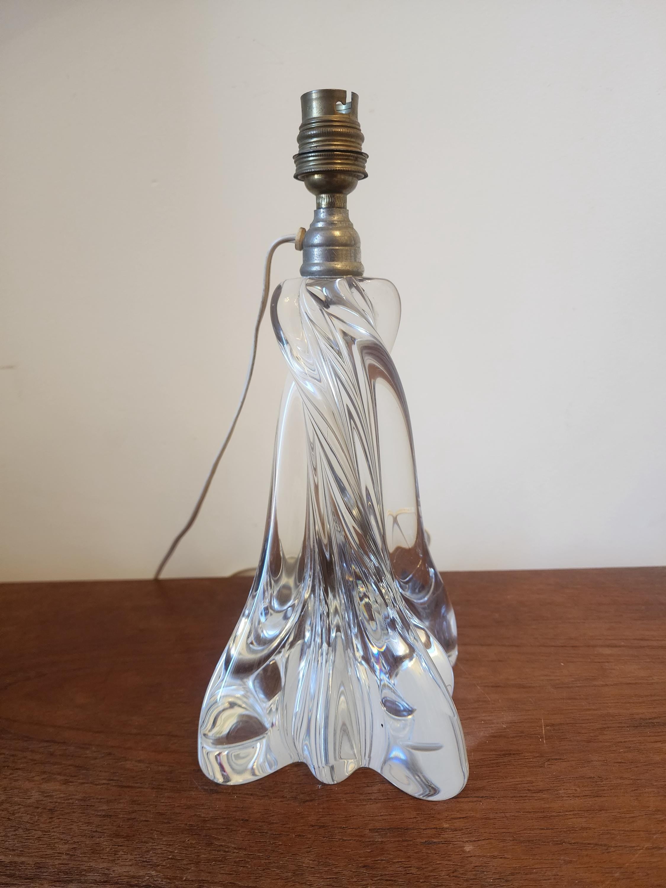 Vintage Baccarat Crystal Table Lamp, Heavy Cut Crystal Lamp Base, French Luxury Lighting, Mid Century Elegant Decor