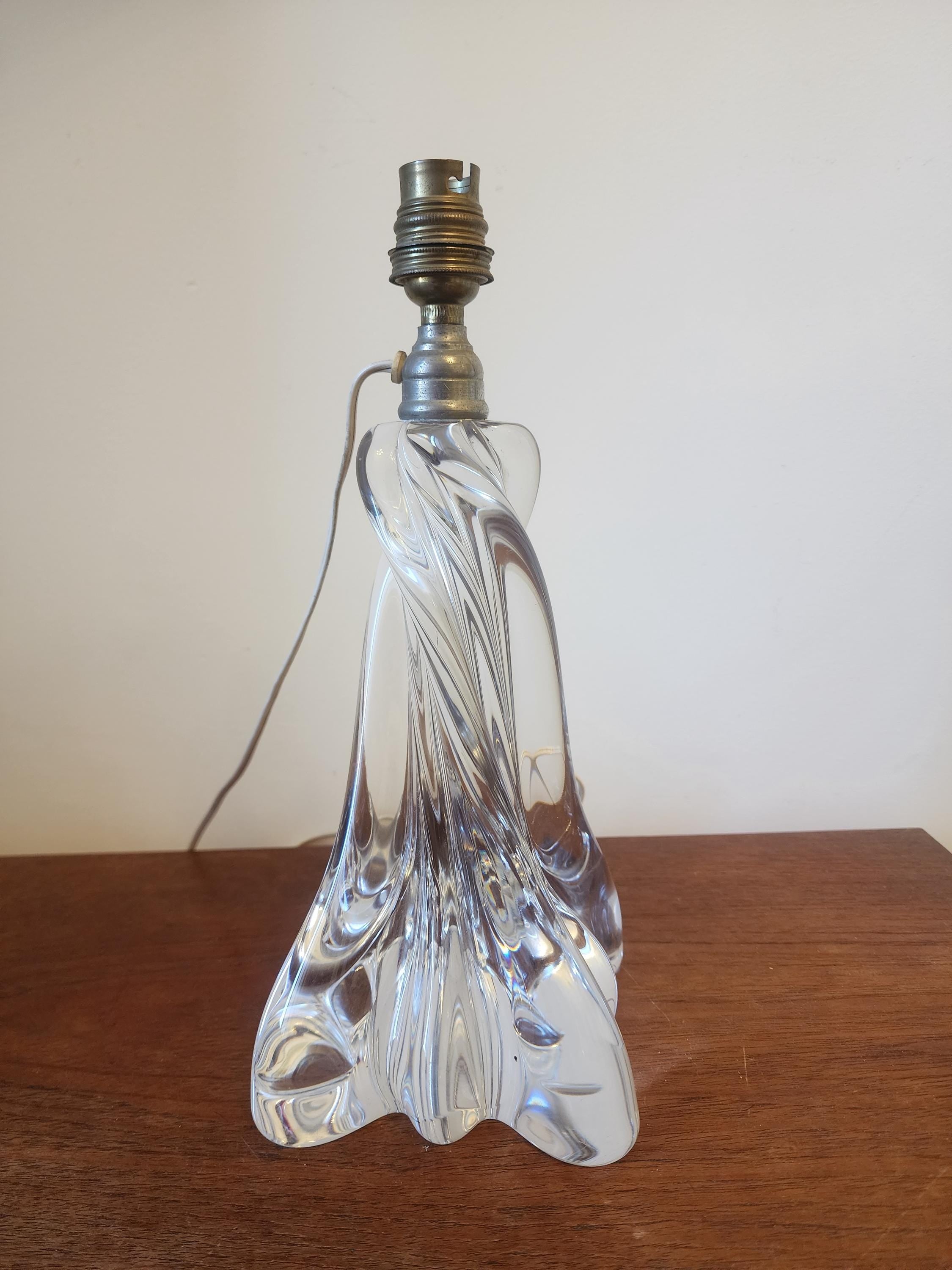 Vintage Baccarat Crystal Table Lamp, Heavy Cut Crystal Lamp Base, French Luxury Lighting, Mid Century Elegant Decor