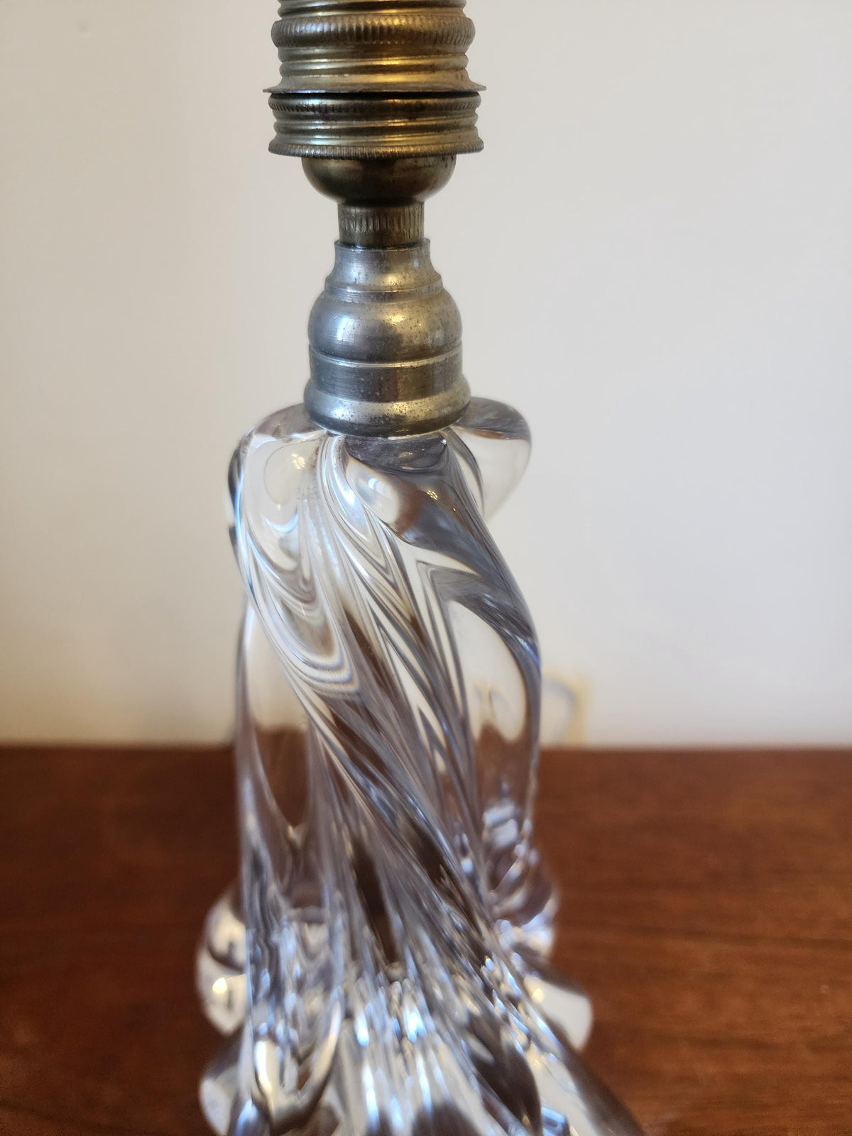 Vintage Baccarat Crystal Table Lamp, Heavy Cut Crystal Lamp Base, French Luxury Lighting, Mid Century Elegant Decor