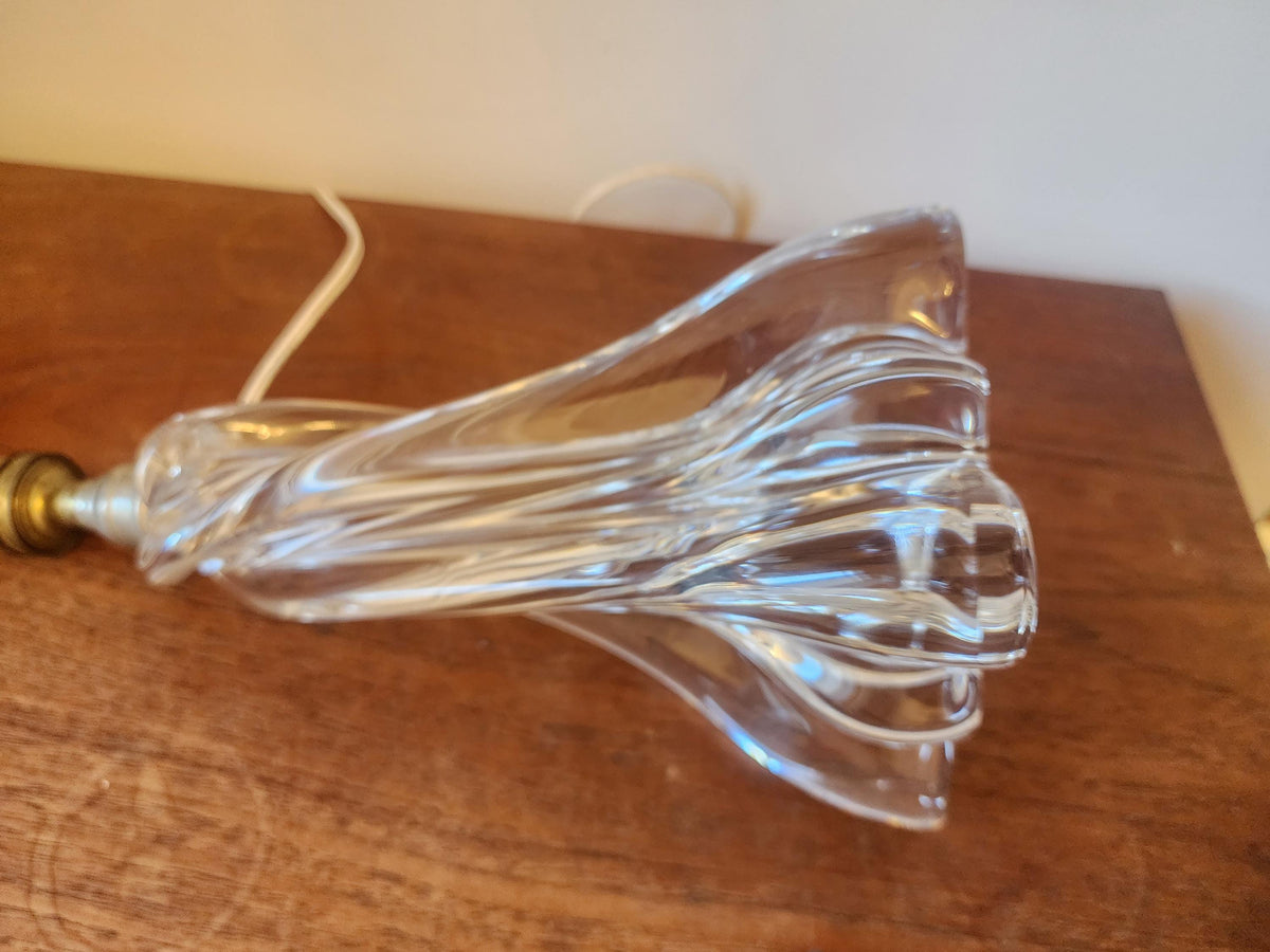 Vintage Baccarat Crystal Table Lamp, Heavy Cut Crystal Lamp Base, French Luxury Lighting, Mid Century Elegant Decor