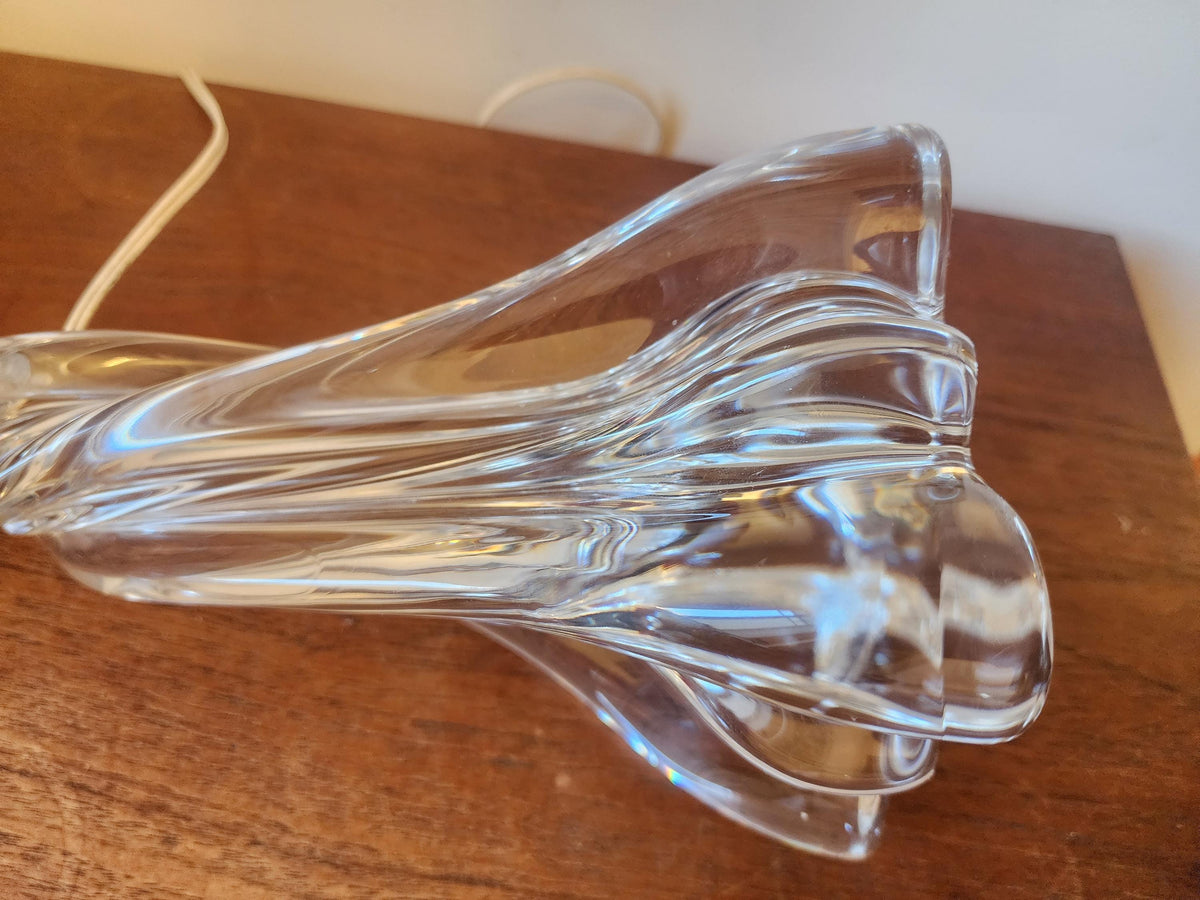 Vintage Baccarat Crystal Table Lamp, Heavy Cut Crystal Lamp Base, French Luxury Lighting, Mid Century Elegant Decor