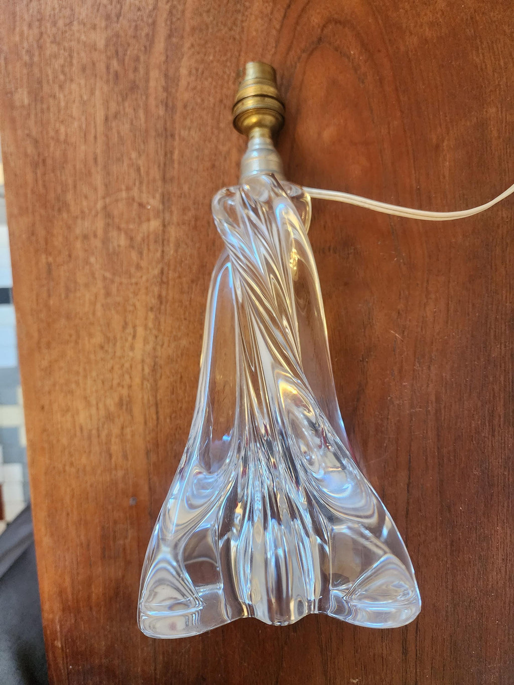 Vintage Baccarat Crystal Table Lamp, Heavy Cut Crystal Lamp Base, French Luxury Lighting, Mid Century Elegant Decor