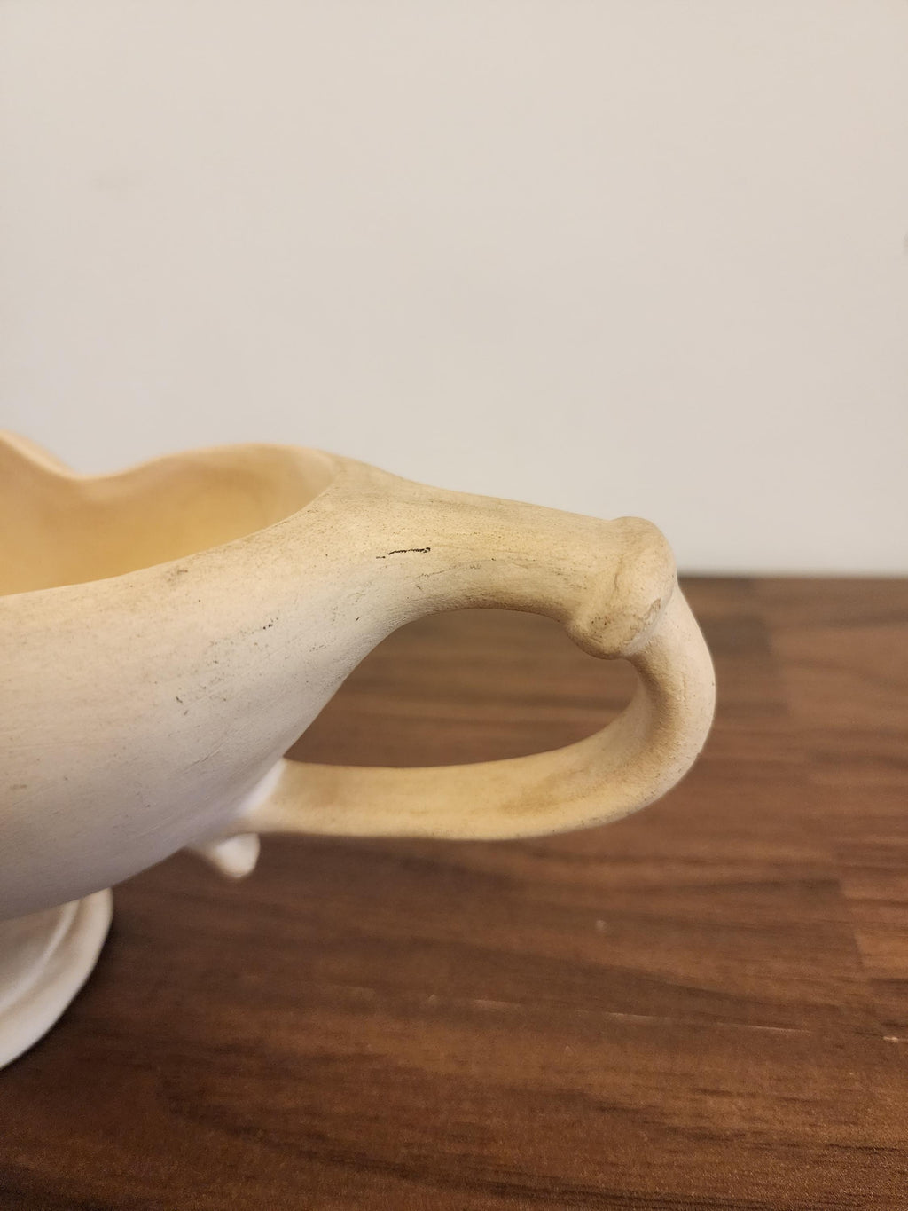 Rare Fulham Pottery Sculptural Bowl, Hand-Signed Adler Ware, Spry-Era English Art Pottery Centrepiece, Unglazed Cream Vessel