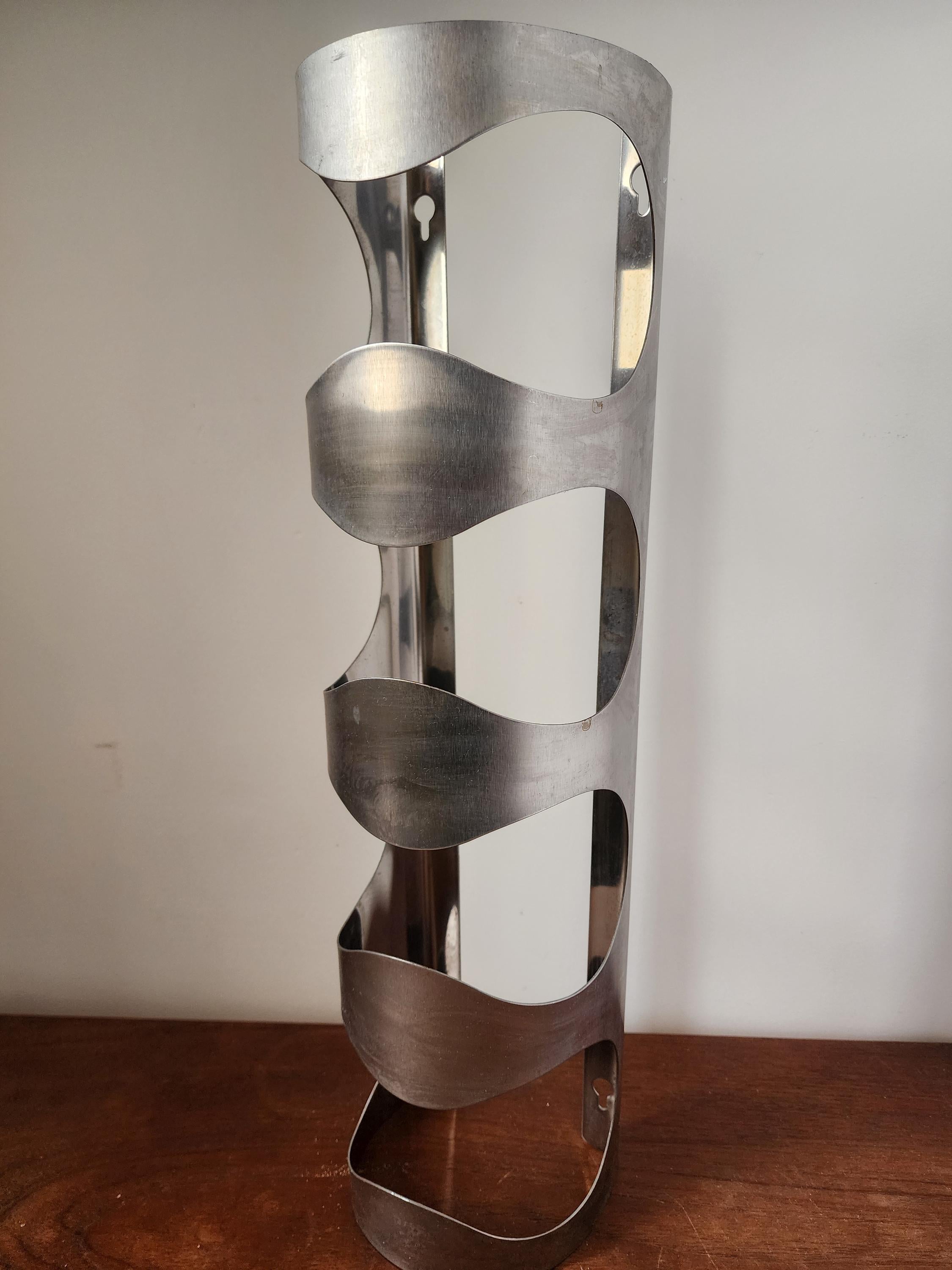 Vintage IKEA Metal Wine Rack, Discontinued Stainless Steel Bottle Holder, Minimalist Wall Wine Storage, Mid Century Style Bar Decor