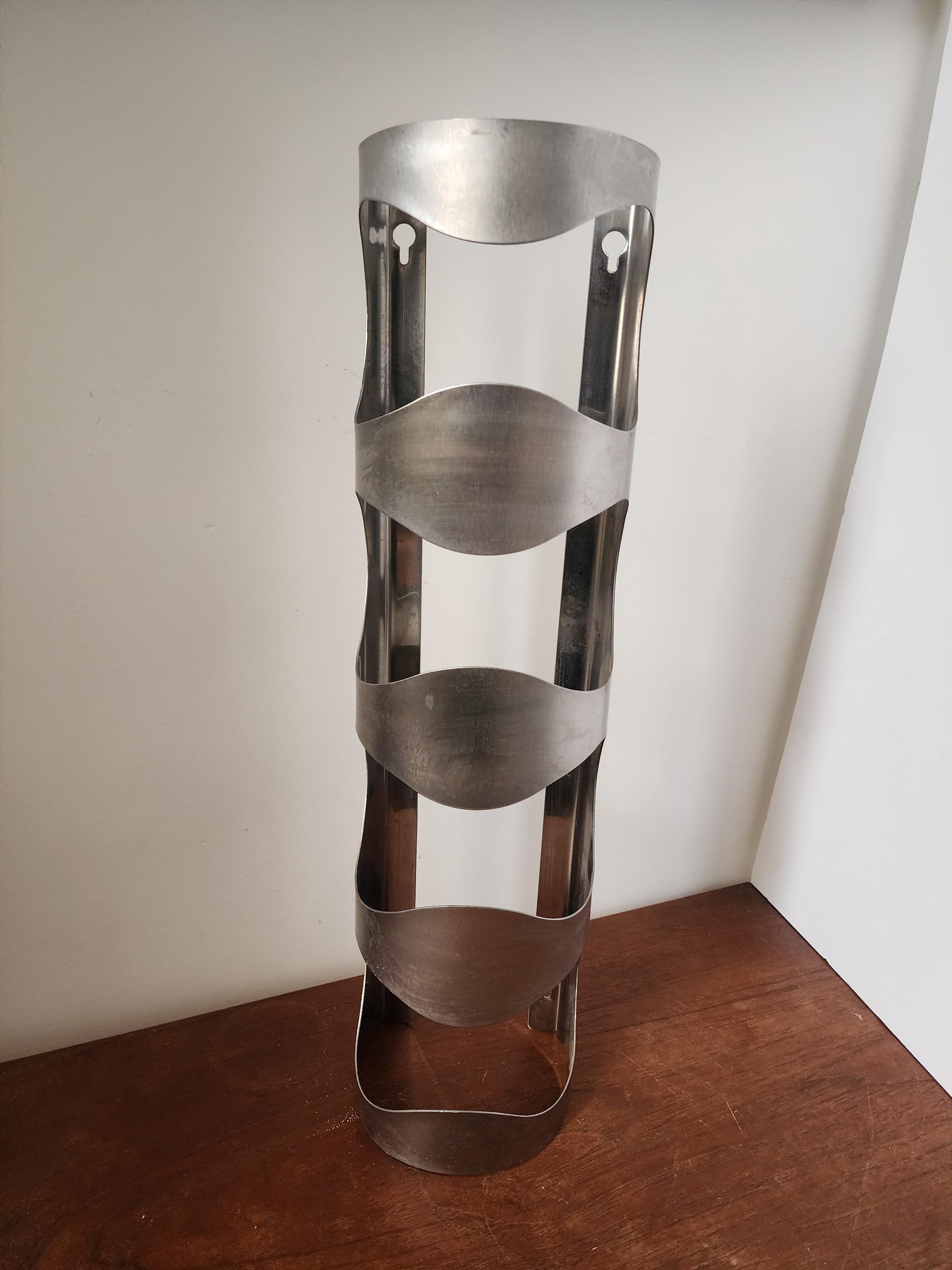 Vintage IKEA Metal Wine Rack, Discontinued Stainless Steel Bottle Holder, Minimalist Wall Wine Storage, Mid Century Style Bar Decor