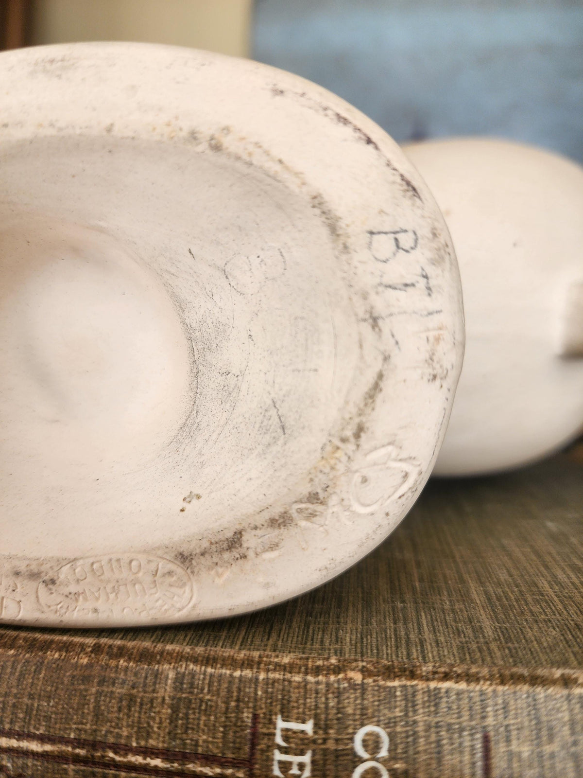 Rare Fulham Pottery Sculptural Bowl, Hand-Signed Adler Ware, Spry-Era English Art Pottery Centrepiece, Unglazed Cream Vessel